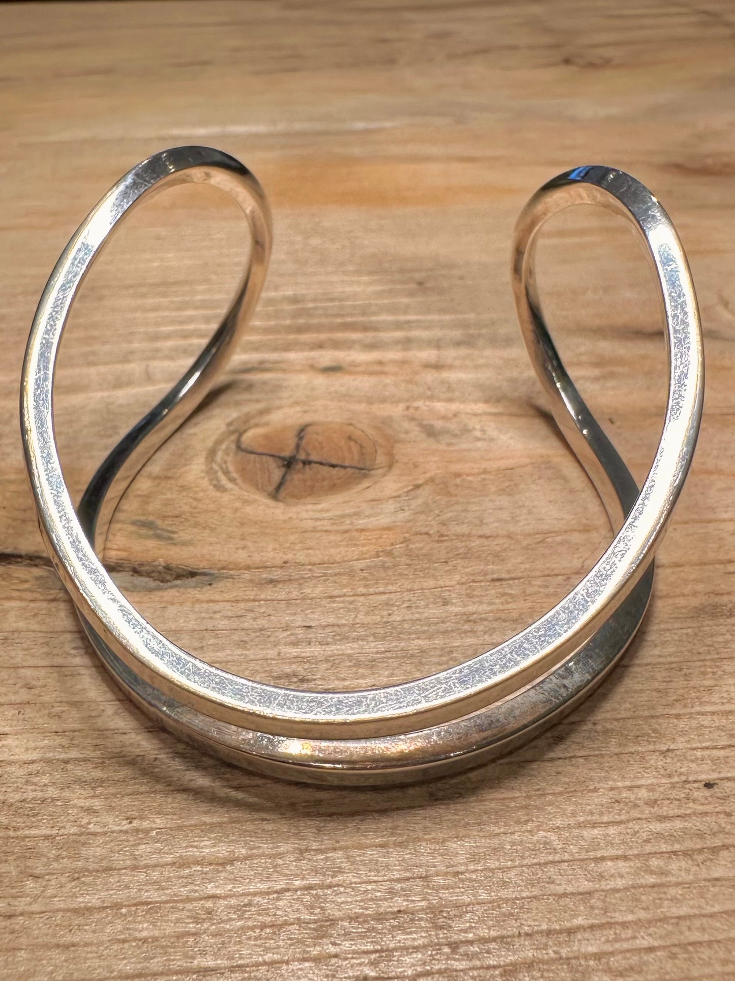 Abstract Shape Designer 925 Silver Cuff Bangle