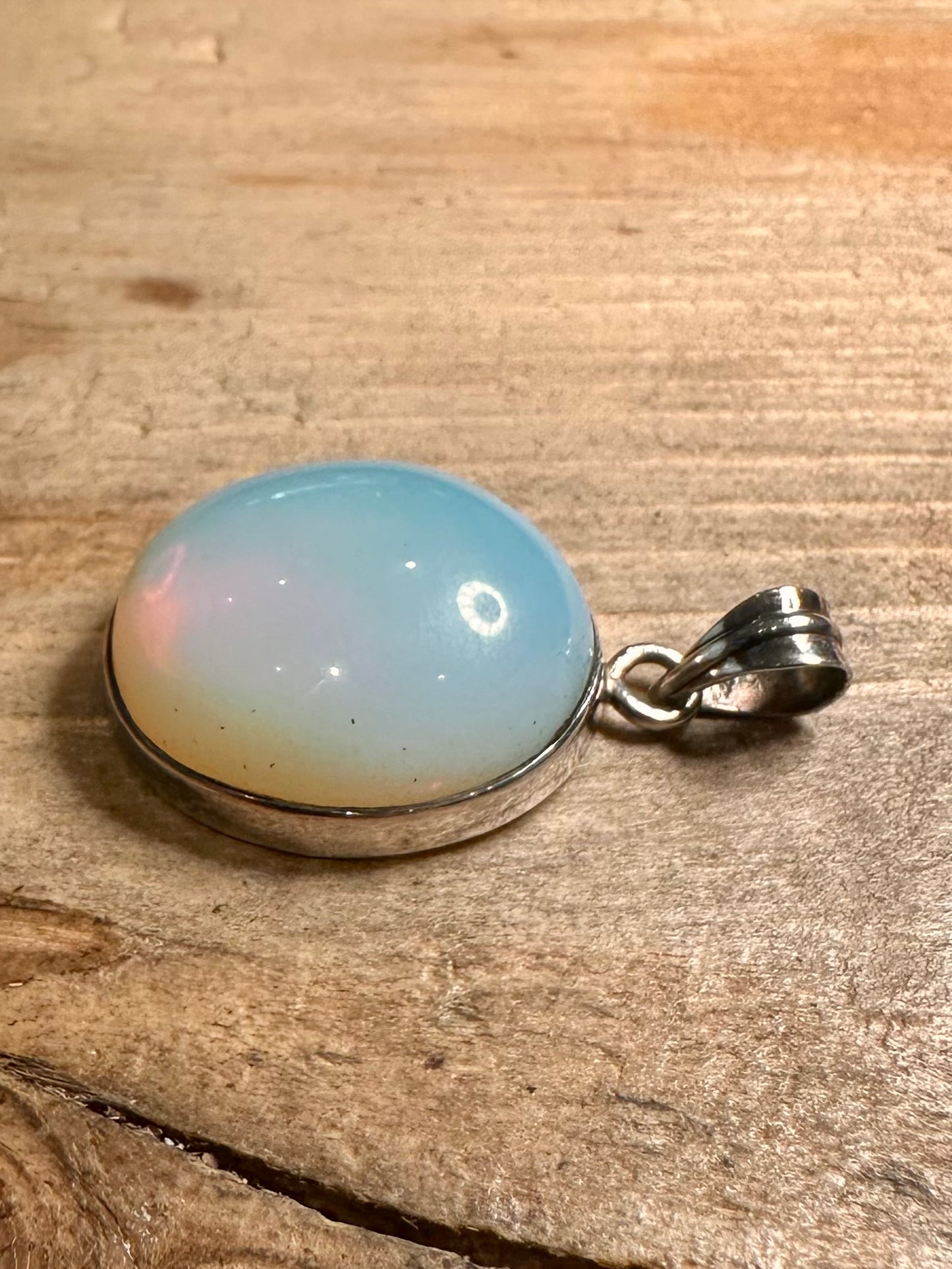 Modern Opalite Oval 925 Silver Pendant