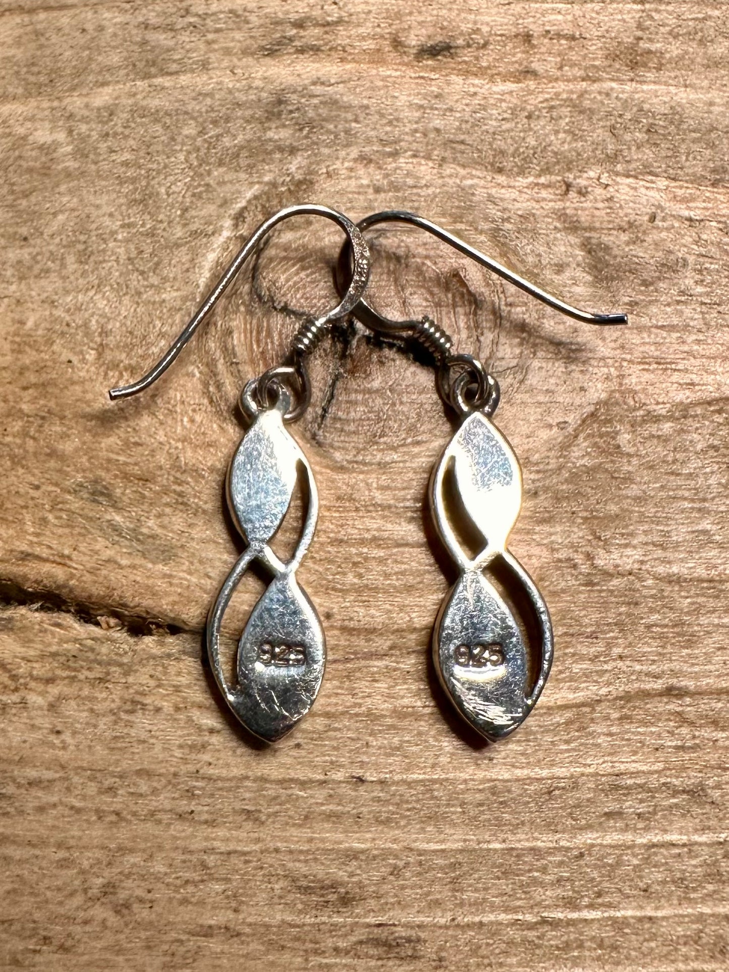 Modernist Mother of Pearl Dangle 925 Silver Earrings