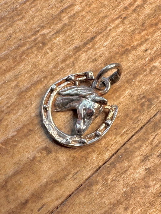 Horse Head and Shoe 925 Sterling Silver Pendant
