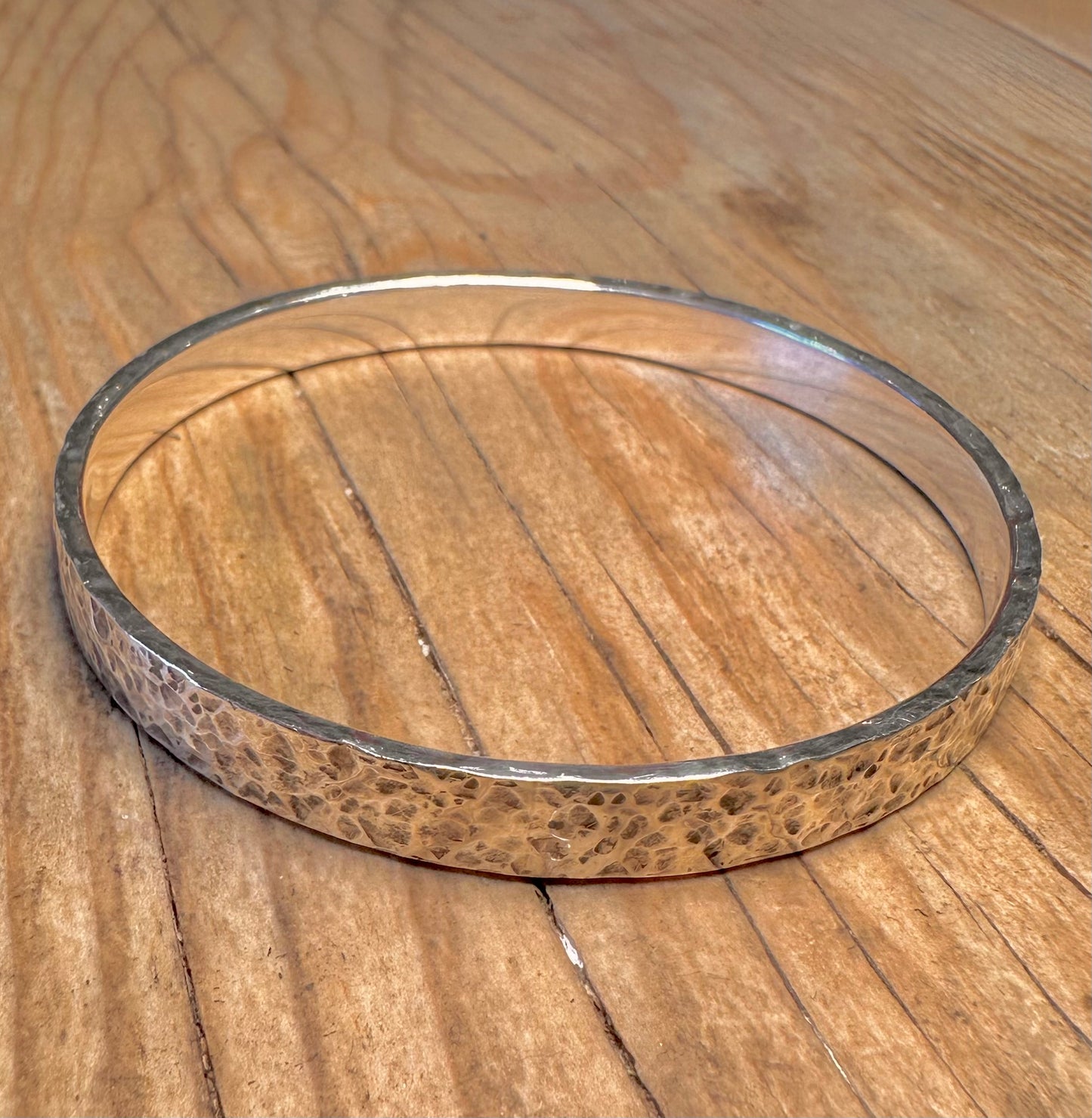 Vintage 1998 Chunky Hammered Textured 925 Sterling Silver Edinburgh Bangle