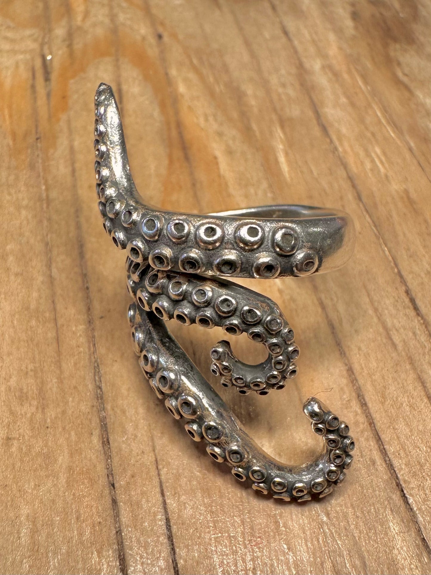 Vintage Octopus Tentacles 925 Sterling Silver Size N Ring