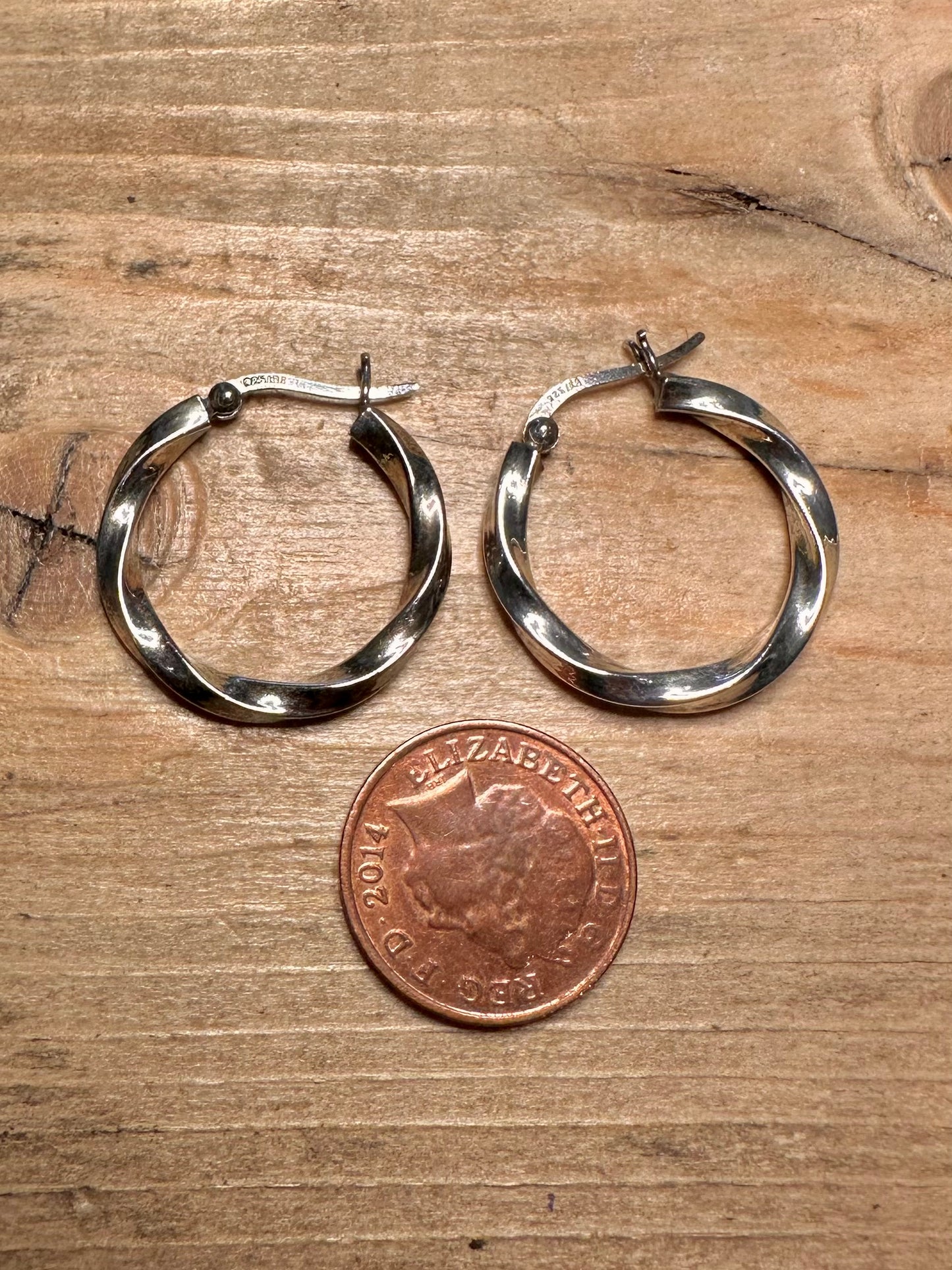 Vintage Twisted Hoops 925 Silver Earrings