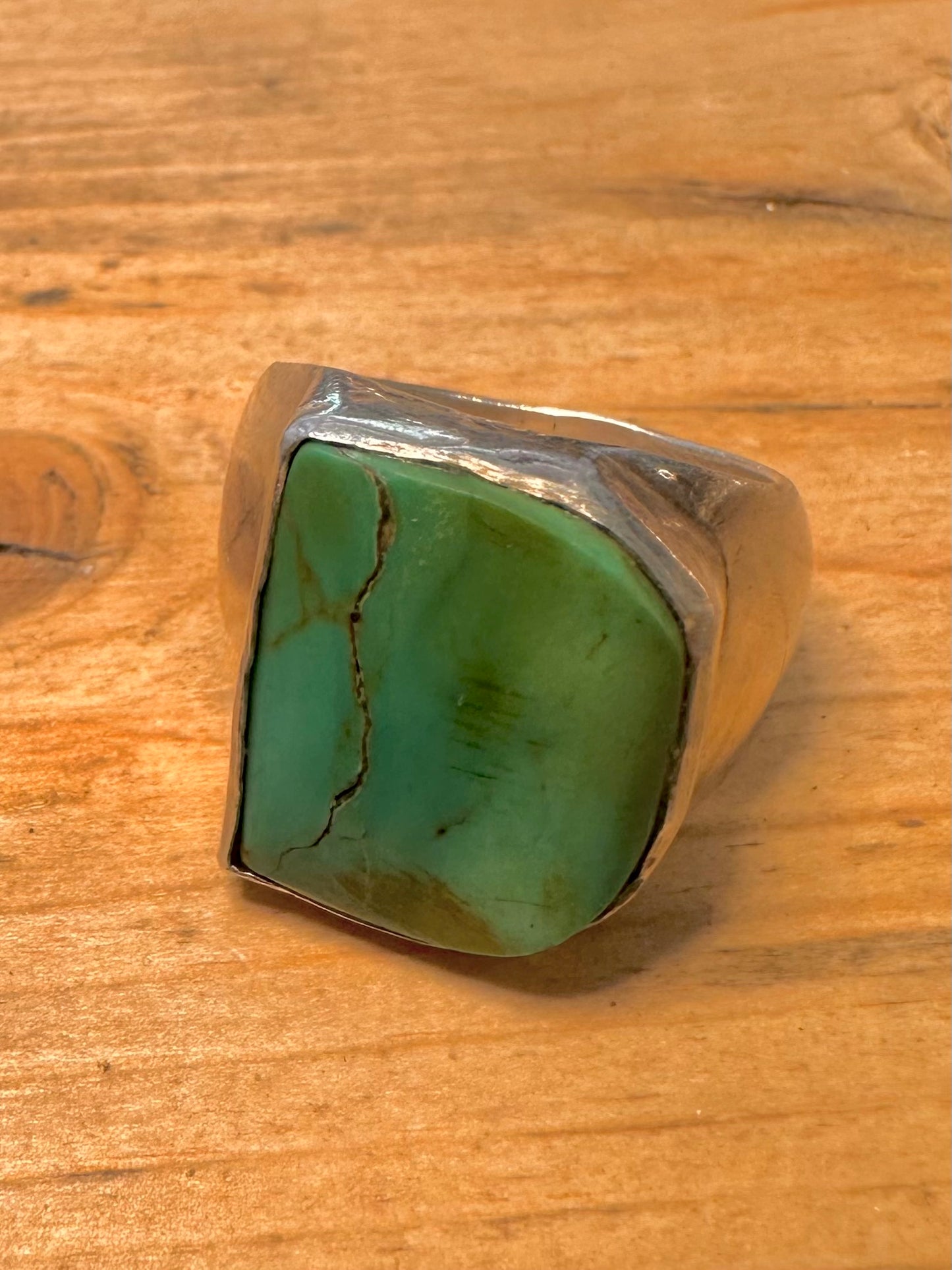 Vintage Large Raw Turquoise 925 Silver Size W Ring