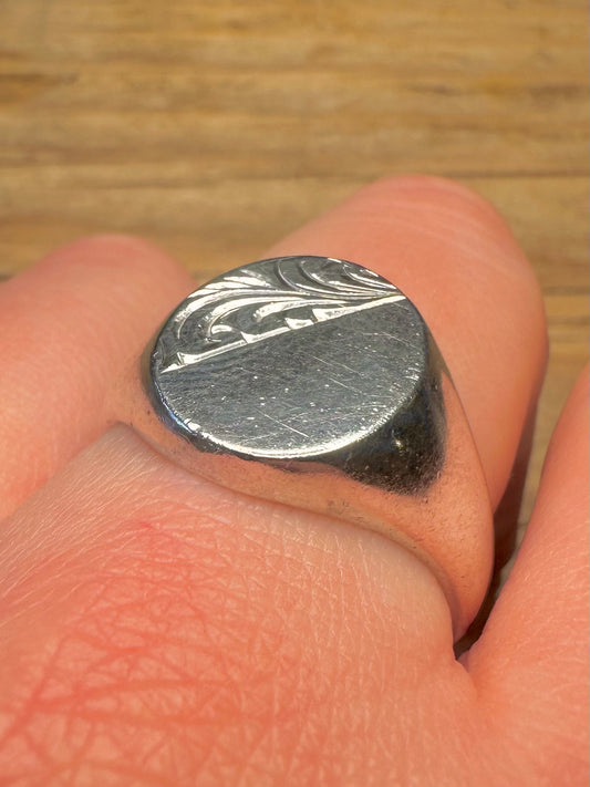 Vintage 1998 Engraved Signet 925 Sterling Silver Size X Ring