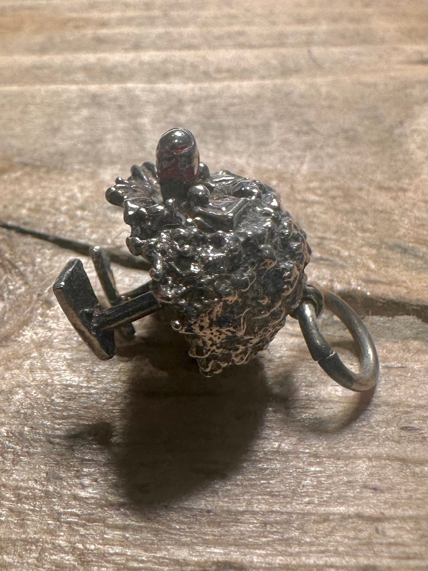 Vintage Unusual Textured Figure 925 Silver Pendant