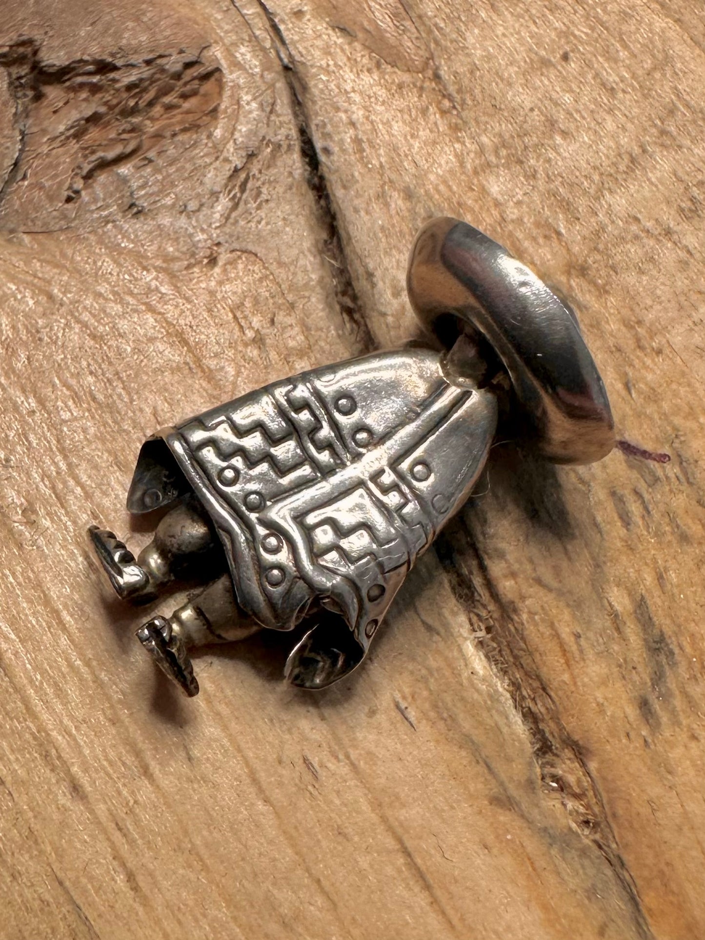 Vintage Mexican Man in Poncho 925 Silver Pendant