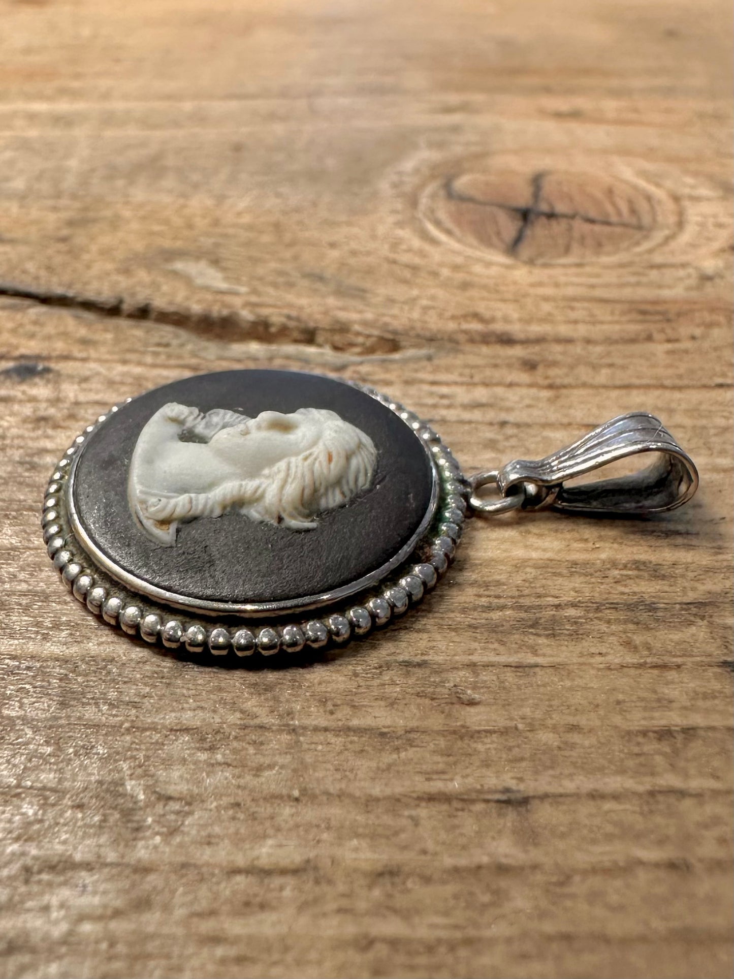 Vintage Black Wedgwood 925 Silver Made in England Pendant