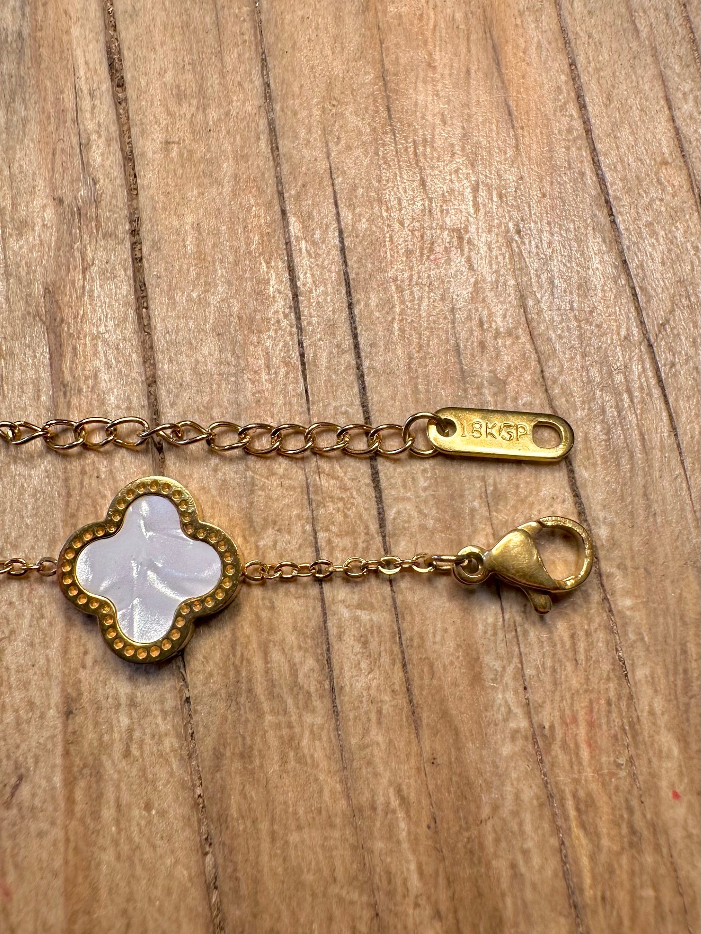 Vintage Van Cleef Style Mother of Pearl 18K Gold Plate 6.5 or 9 inch Costume Bracelet