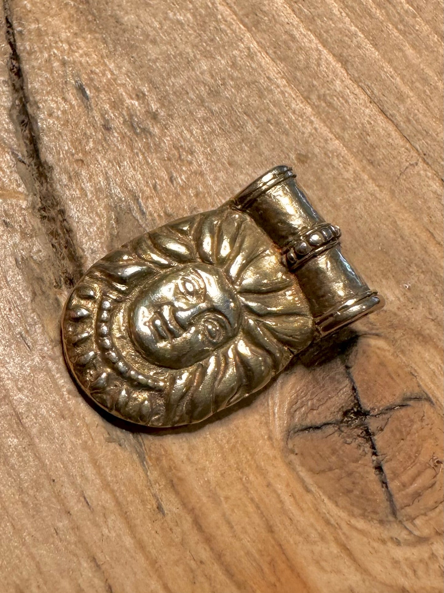 Vintage Face Gold on 925 Silver Pendant