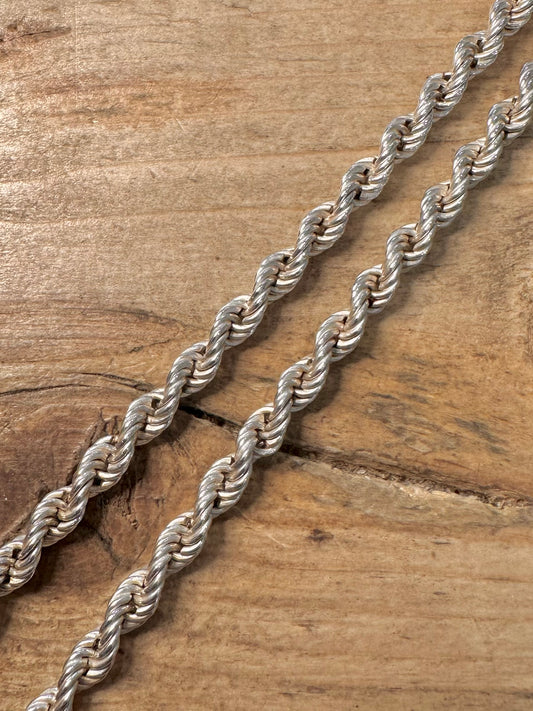 Vintage Rope Chain 925 Silver 16.3 inch Necklace
