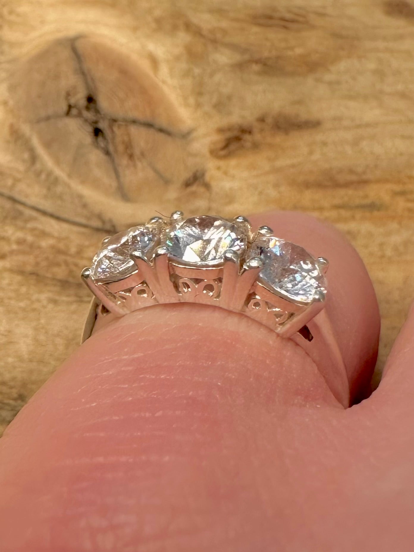 Vintage CZ Trilogy 925 Silver Size O Ring