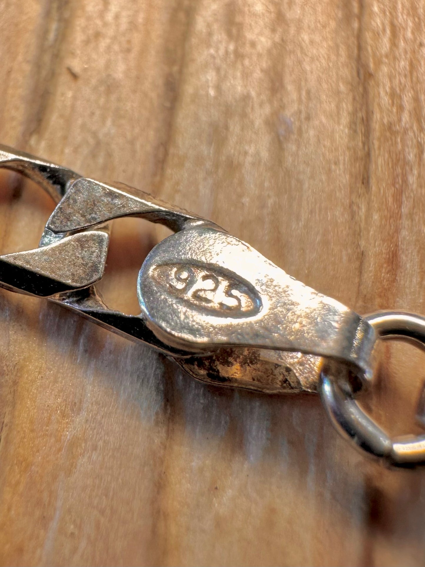 Vintage Curb Chain 925 Sterling Silver 7.4 inch Bracelet