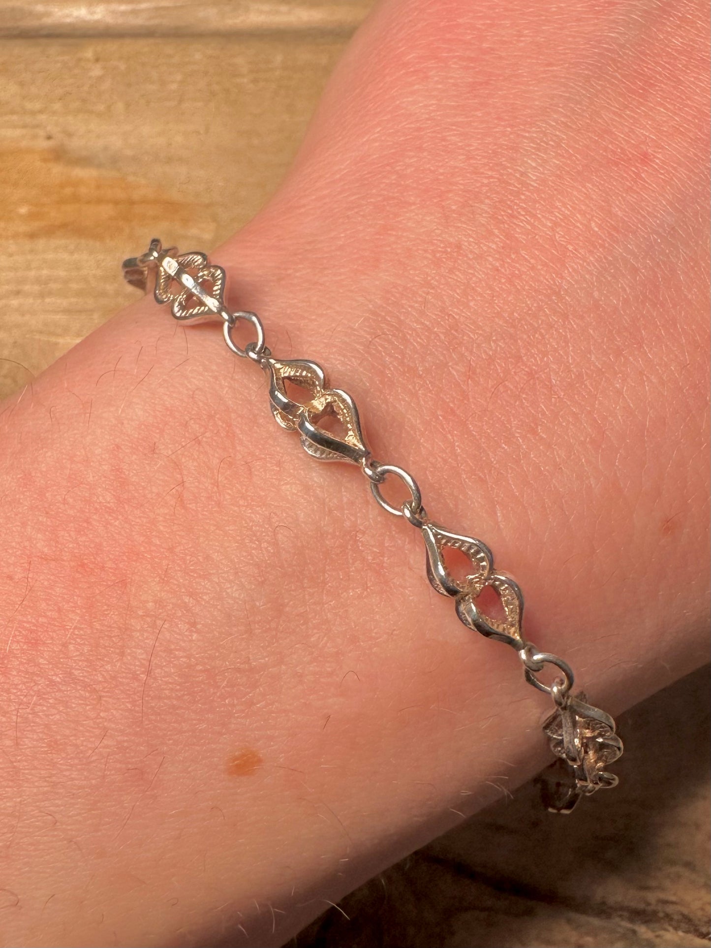 Vintage Abstract Mace Style 925 Silver 8 inch Bracelet