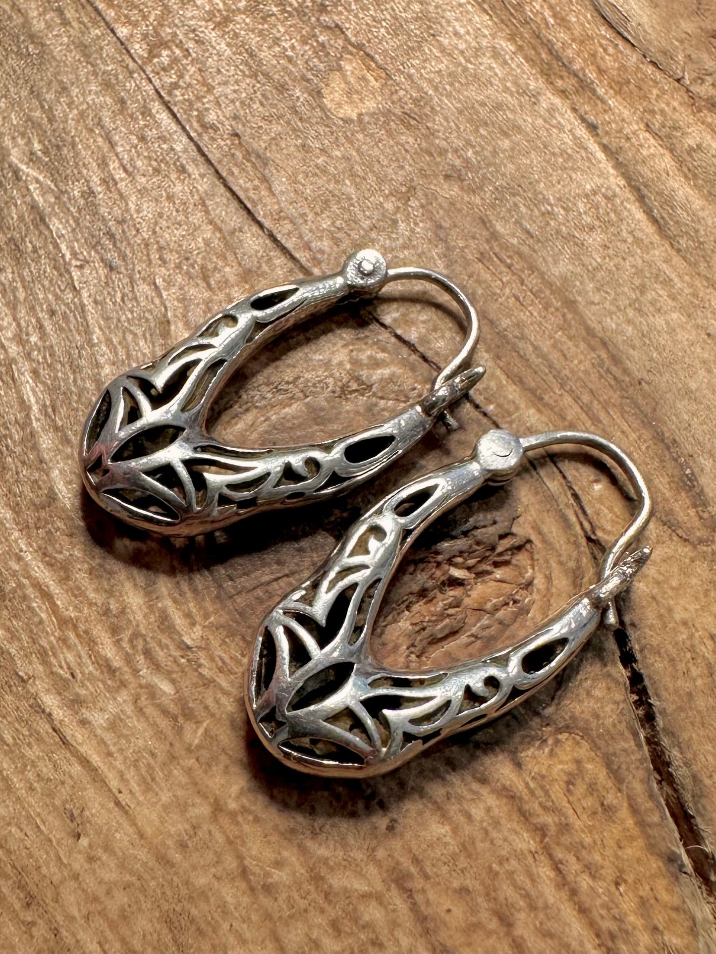 Vintage Chunky Filigree 925 Silver Earrings