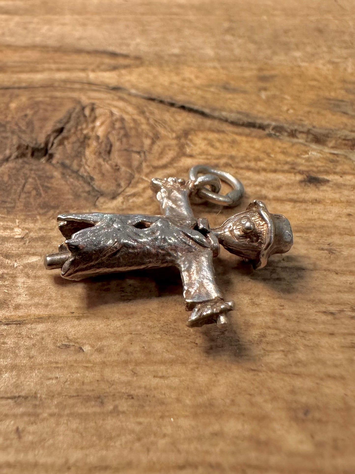 Vintage Scarecrow Moving 925 Silver Charm Pendant