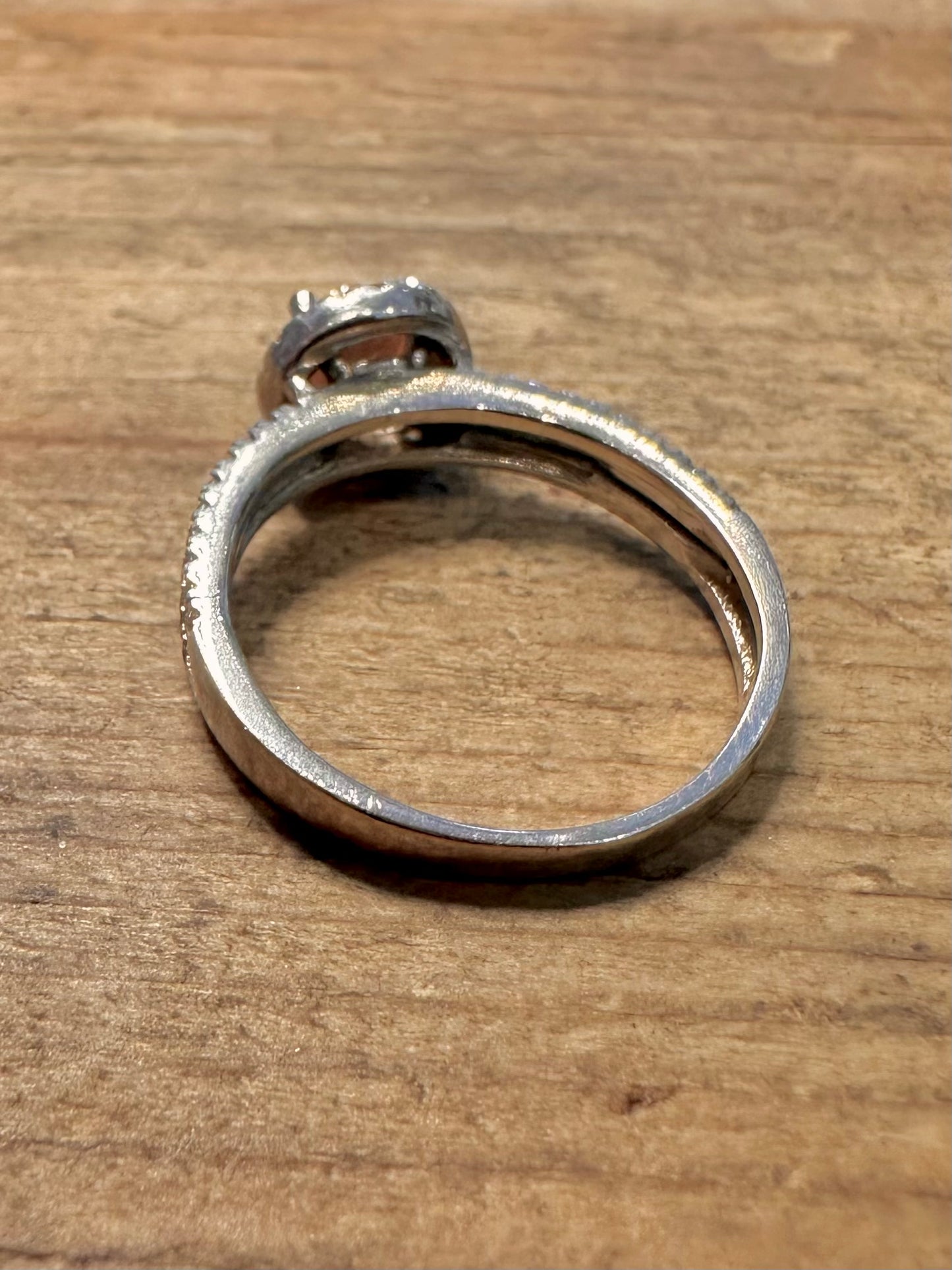 Modern Citrine and CZ 925 Silver Size N1/2 Ring