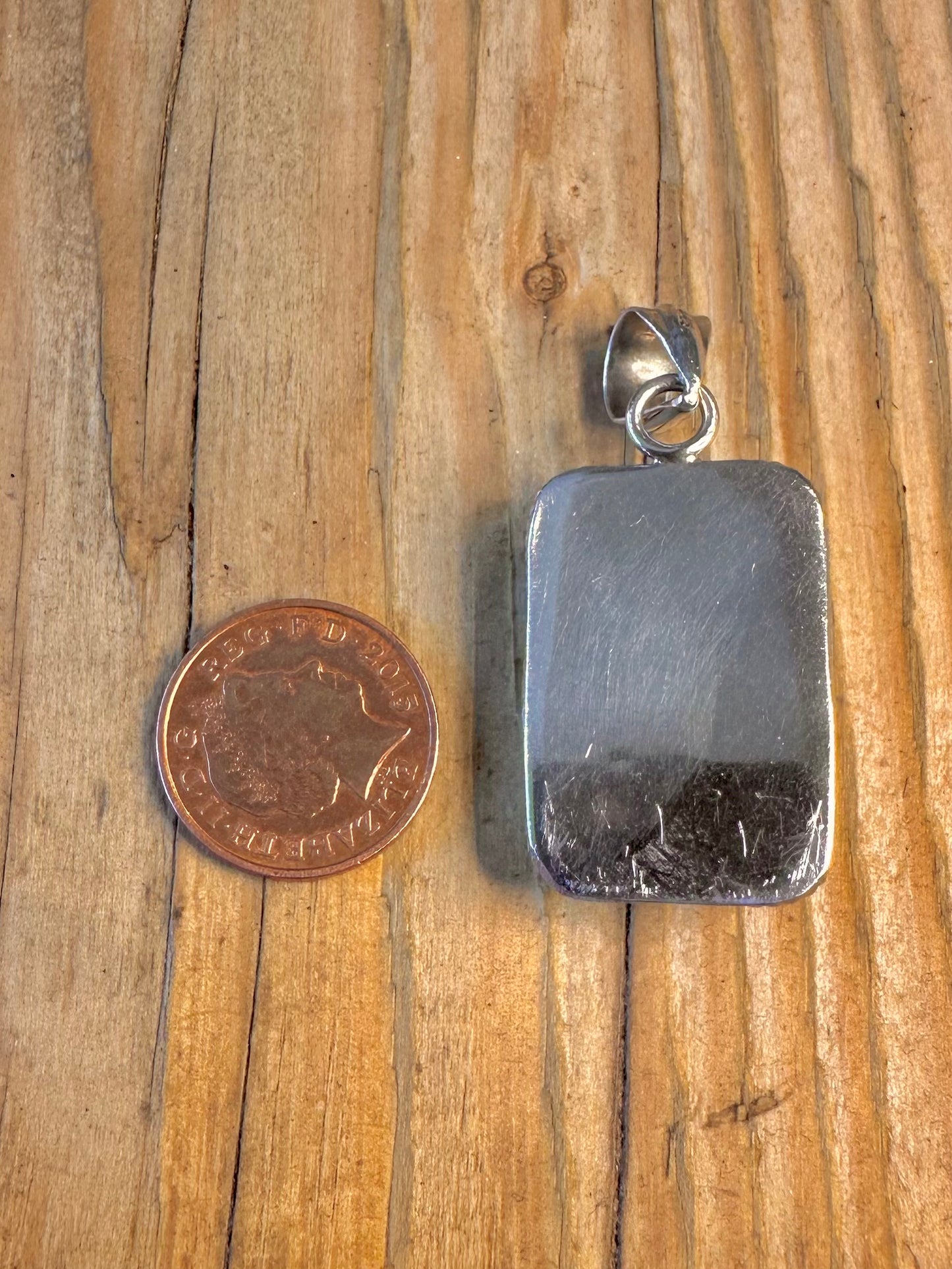 Moonstone Rectangle Rope Border 925 Sterling Silver Pendant