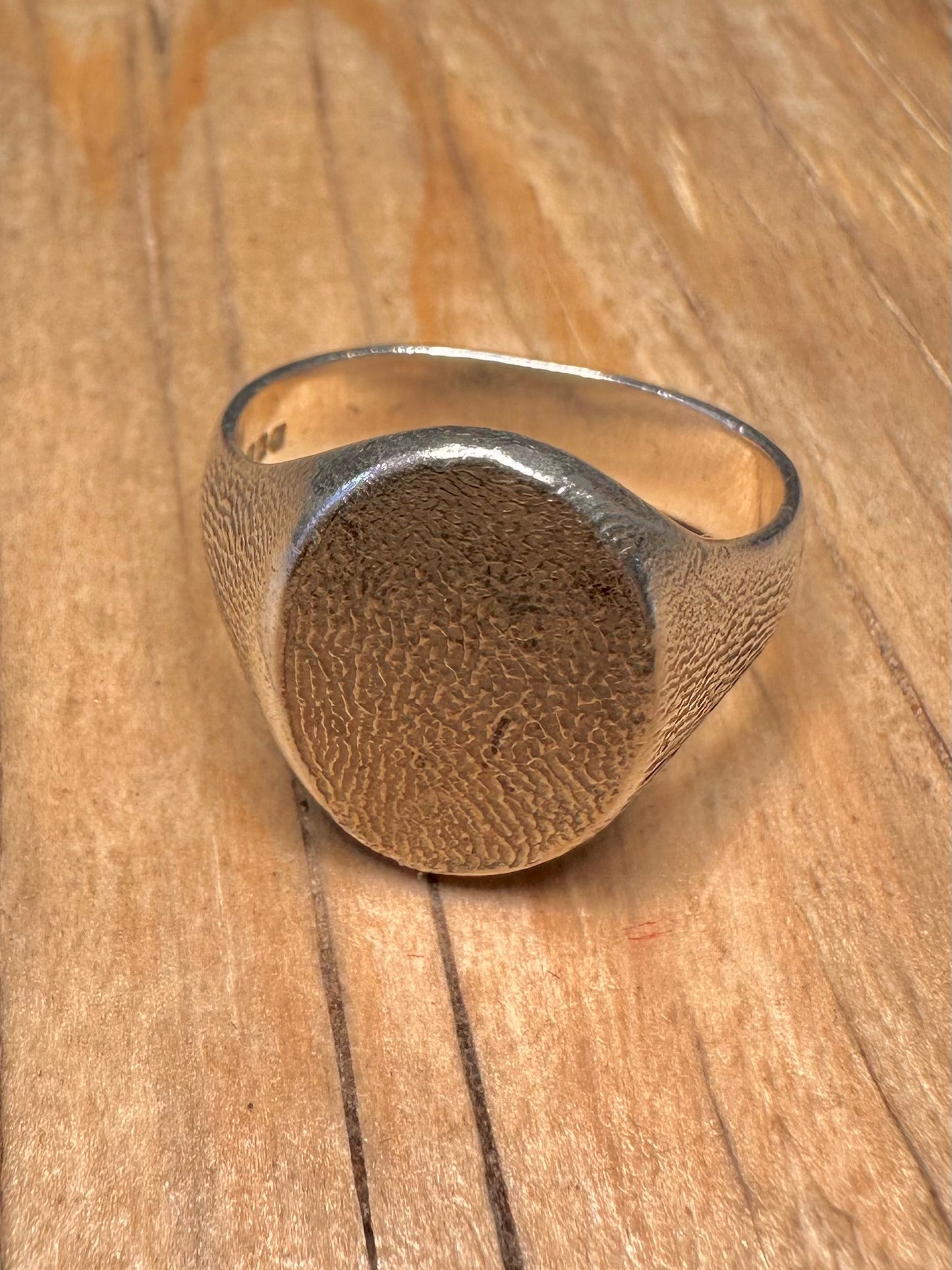 Vintage 1984 Textured Signet 925 Sterling Silver Size U1/2 Ring