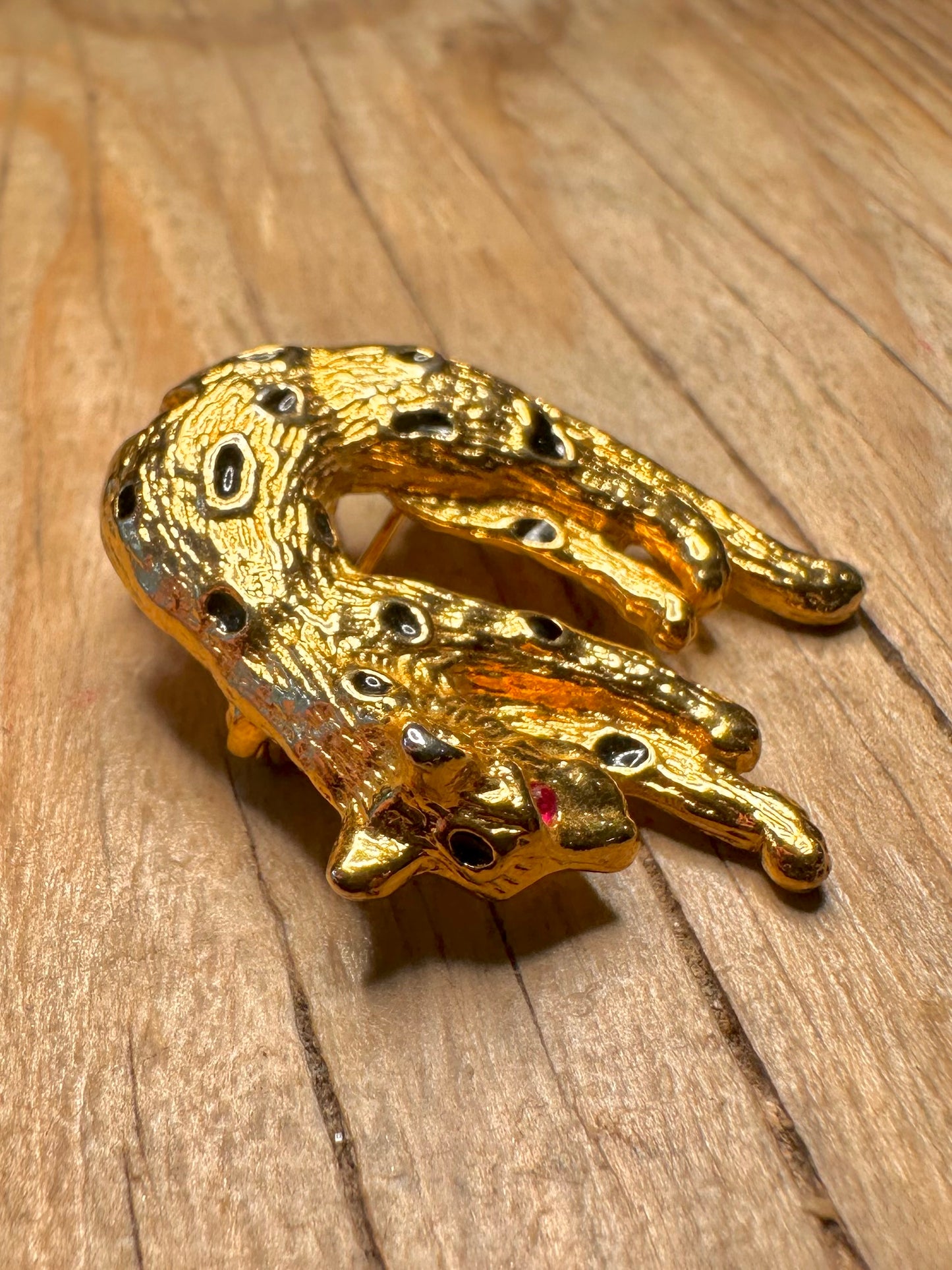 Vintage Cartier Panther Style Gold Tone Costume Brooch Pendant