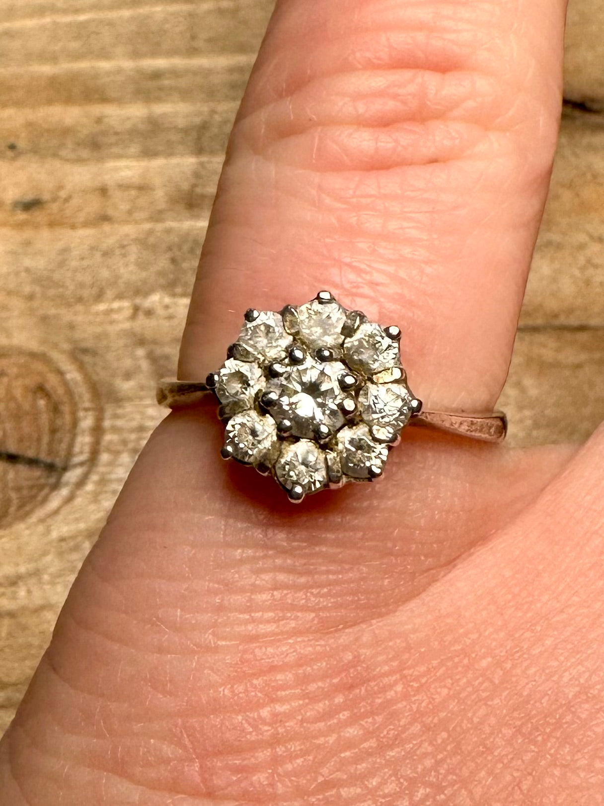 Vintage 1988 CZ Cluster 925 Silver Size N Ring