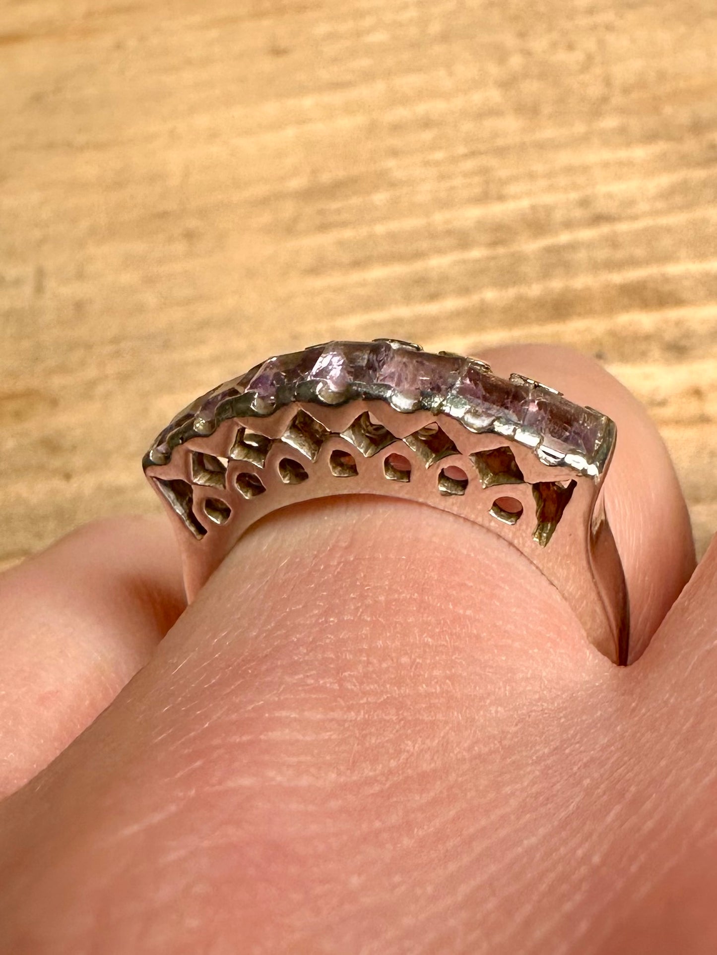 Vintage Amethyst 925 Silver Size Q Ring
