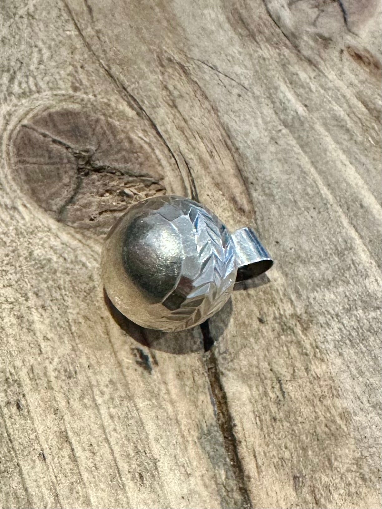 Vintage Engraved Chime Ball 925 Silver Pendant