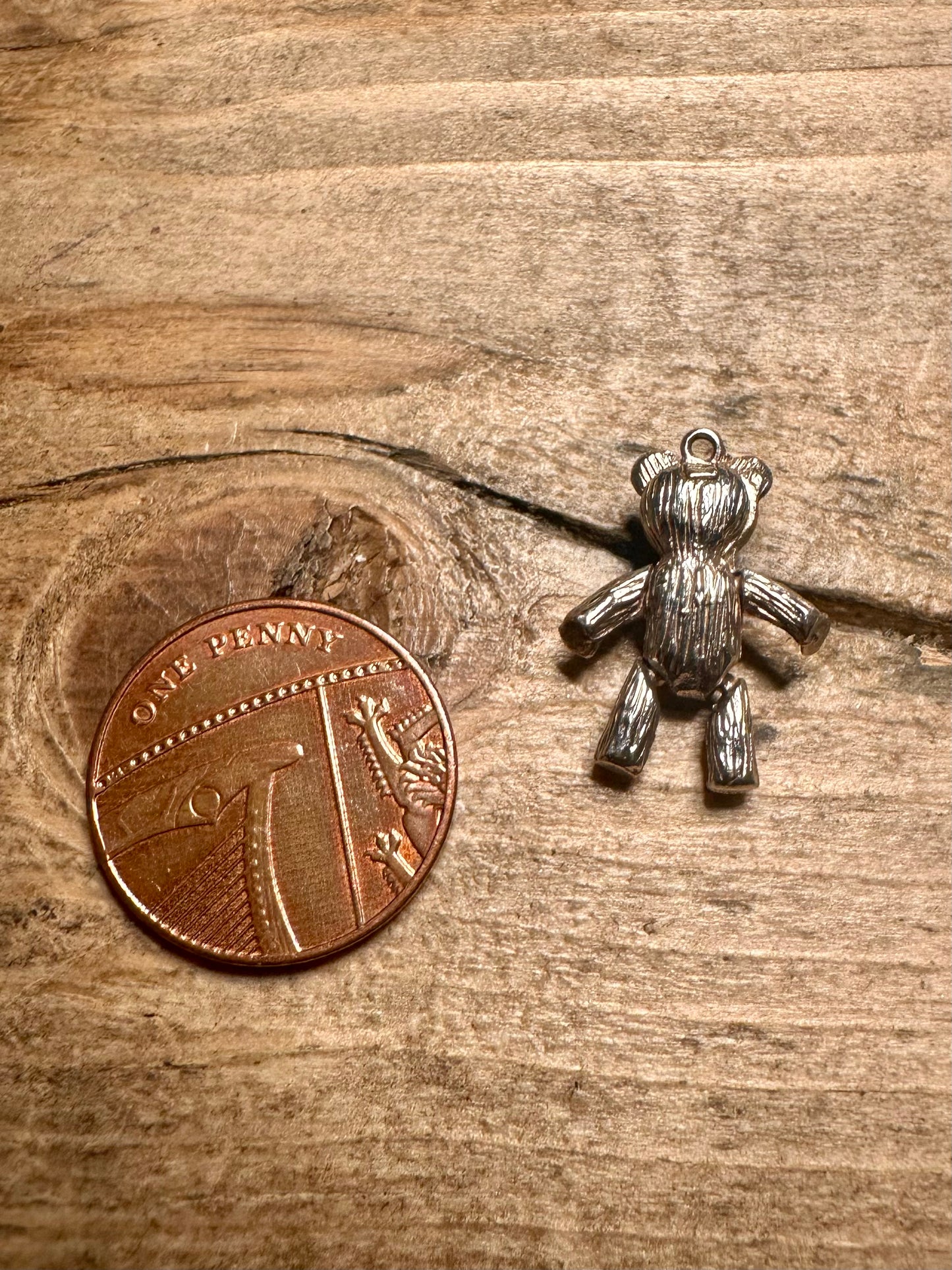 Vintage Articulated Teddy Bear 925 Silver Pendant