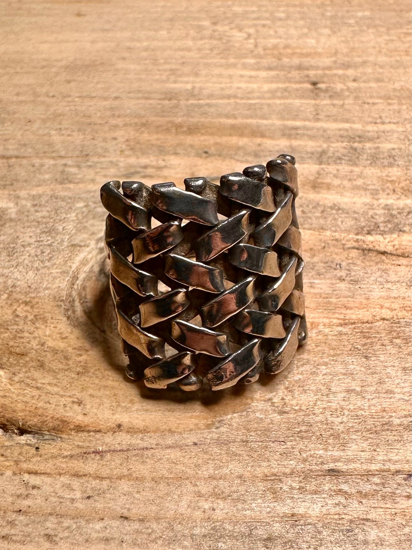 Abstract Braided Square 925 Silver Size N Ring