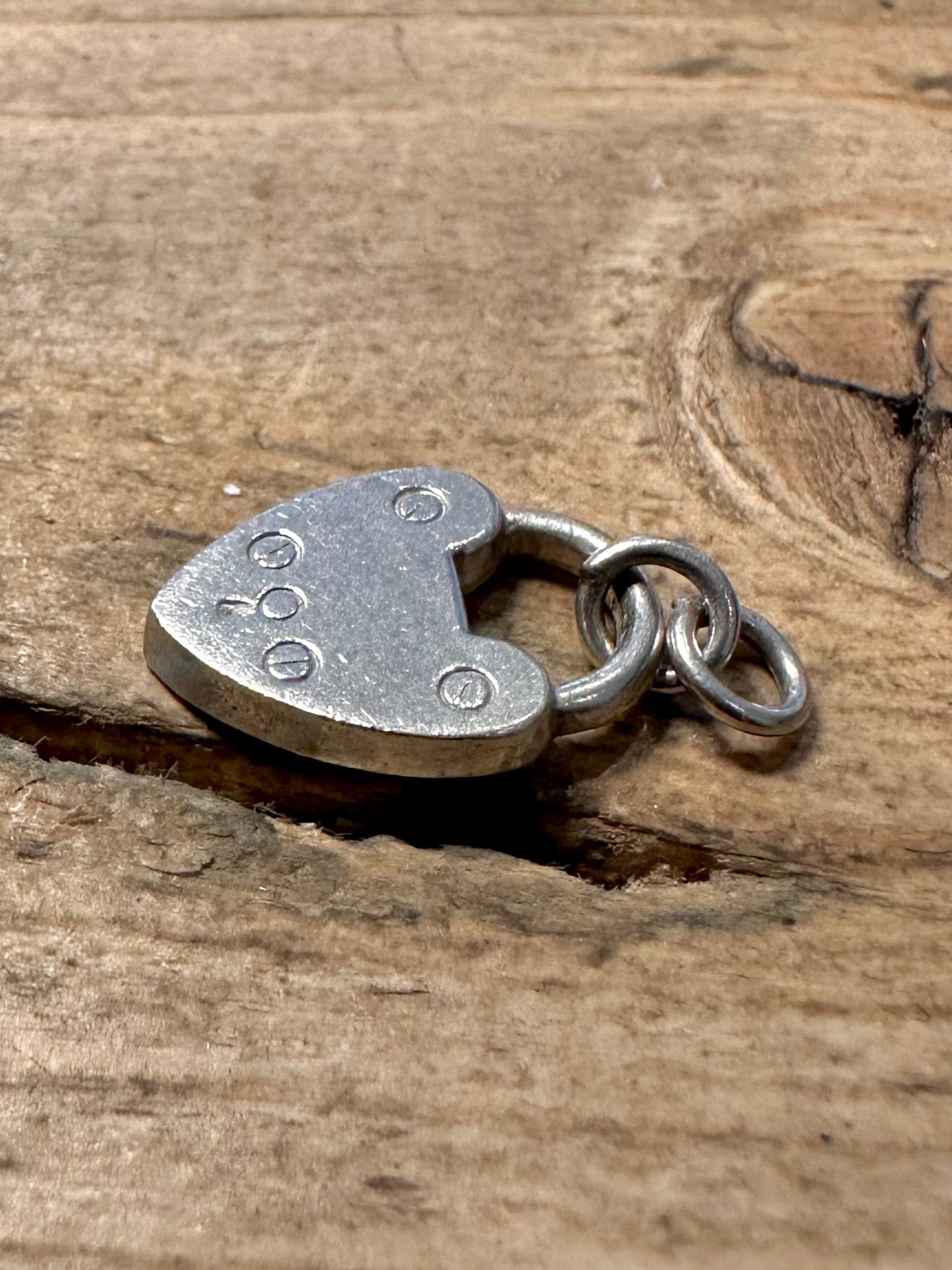 Vintage Heart Padlock Shaped 925 Silver Charm Pendant