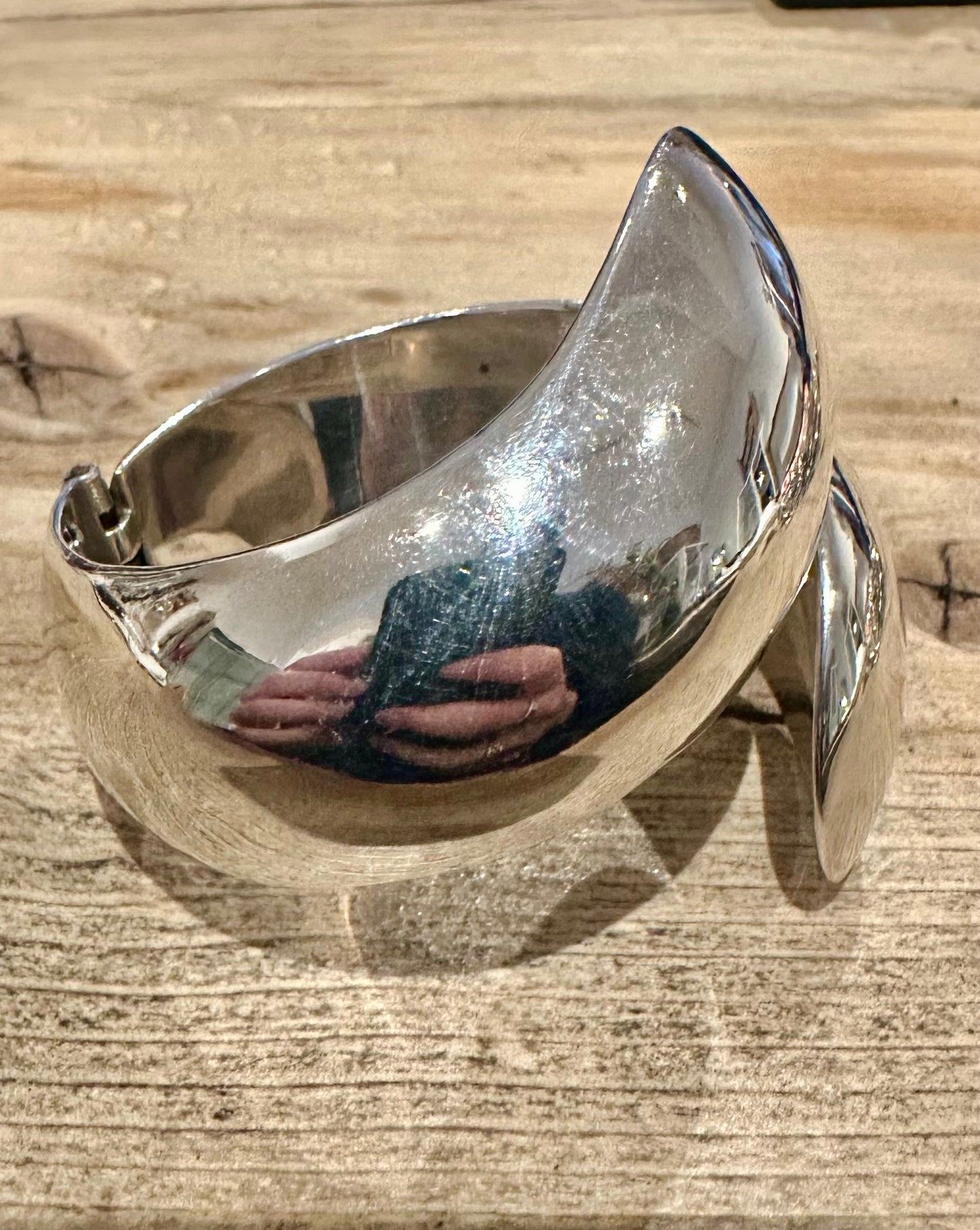 Abstract Chunky Overlapping Opening Hinged Heavy 925 Silver Edinburgh Bangle