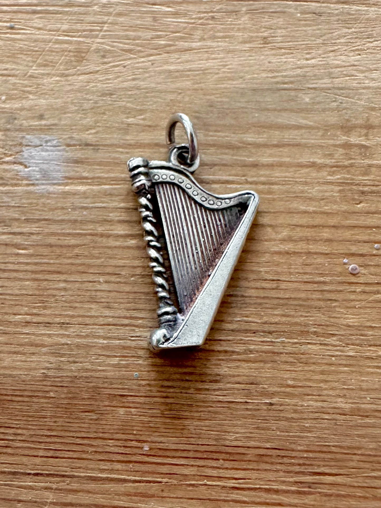 Vintage Harp Instrument 925 Silver Charm Pendant