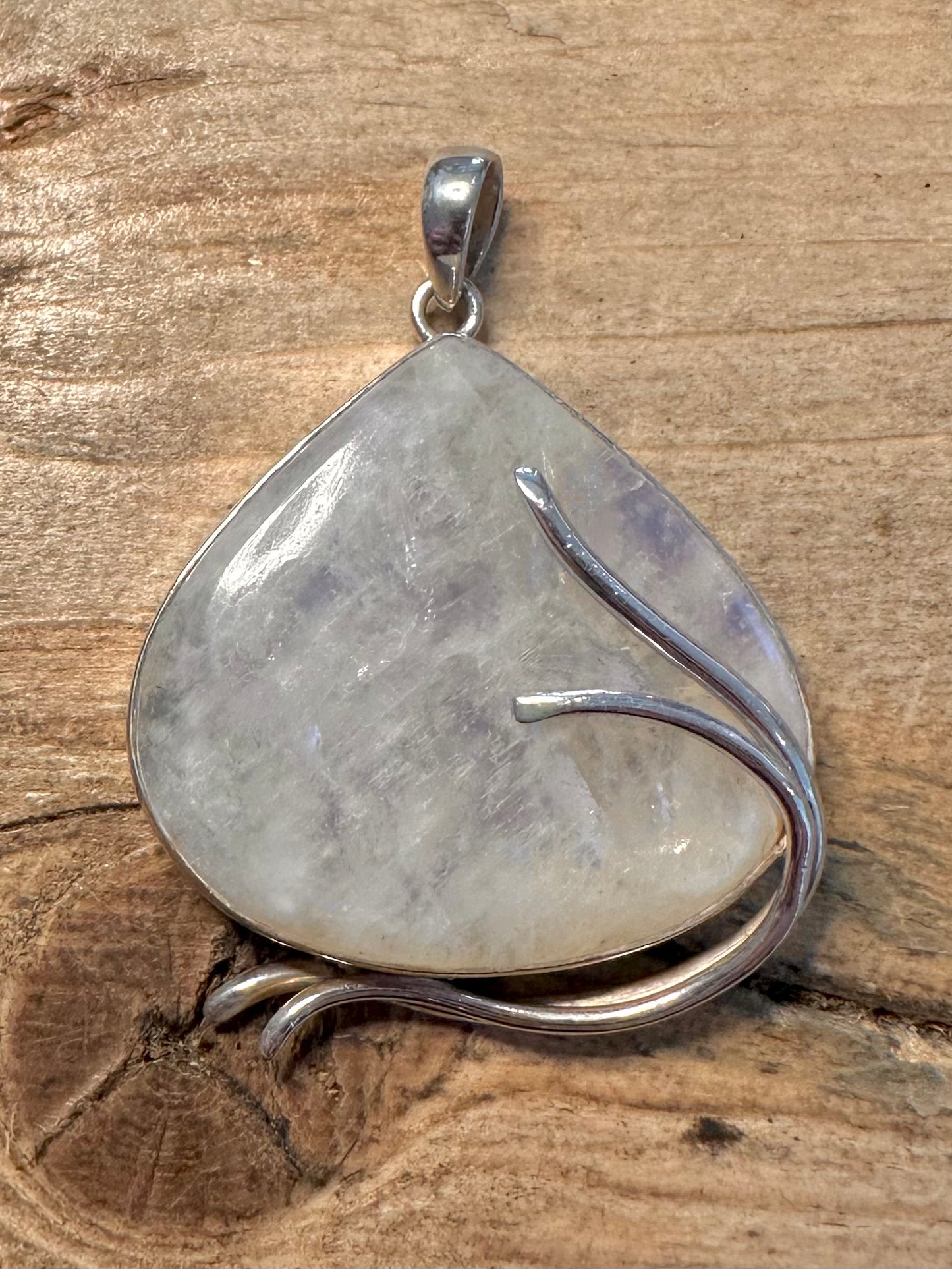 Abstract Moonstone Large Teardrop 925 Silver Pendant