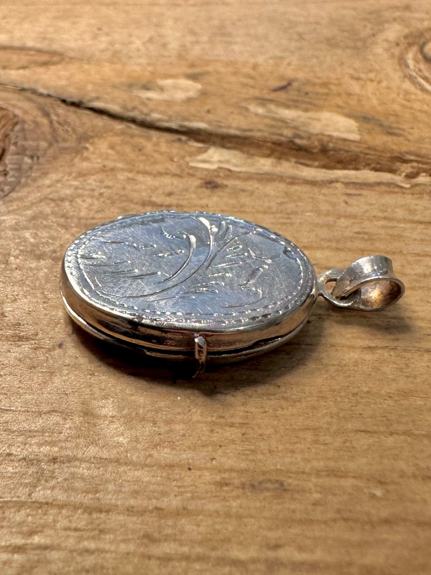 Vintage Oval Engraved 925 Silver Locket Pendant