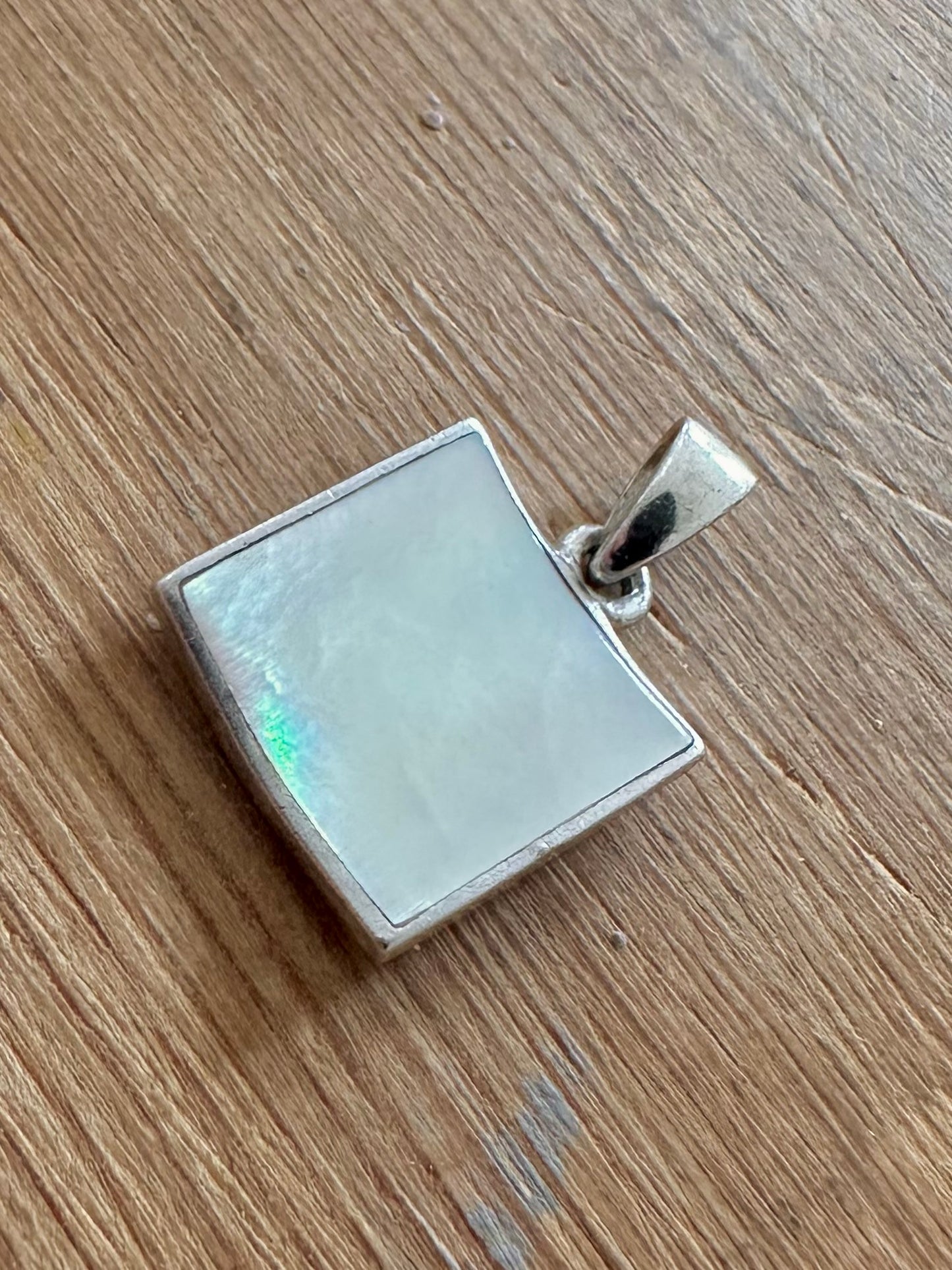 Modern Mother of Pearl Square 925 Silver Pendant