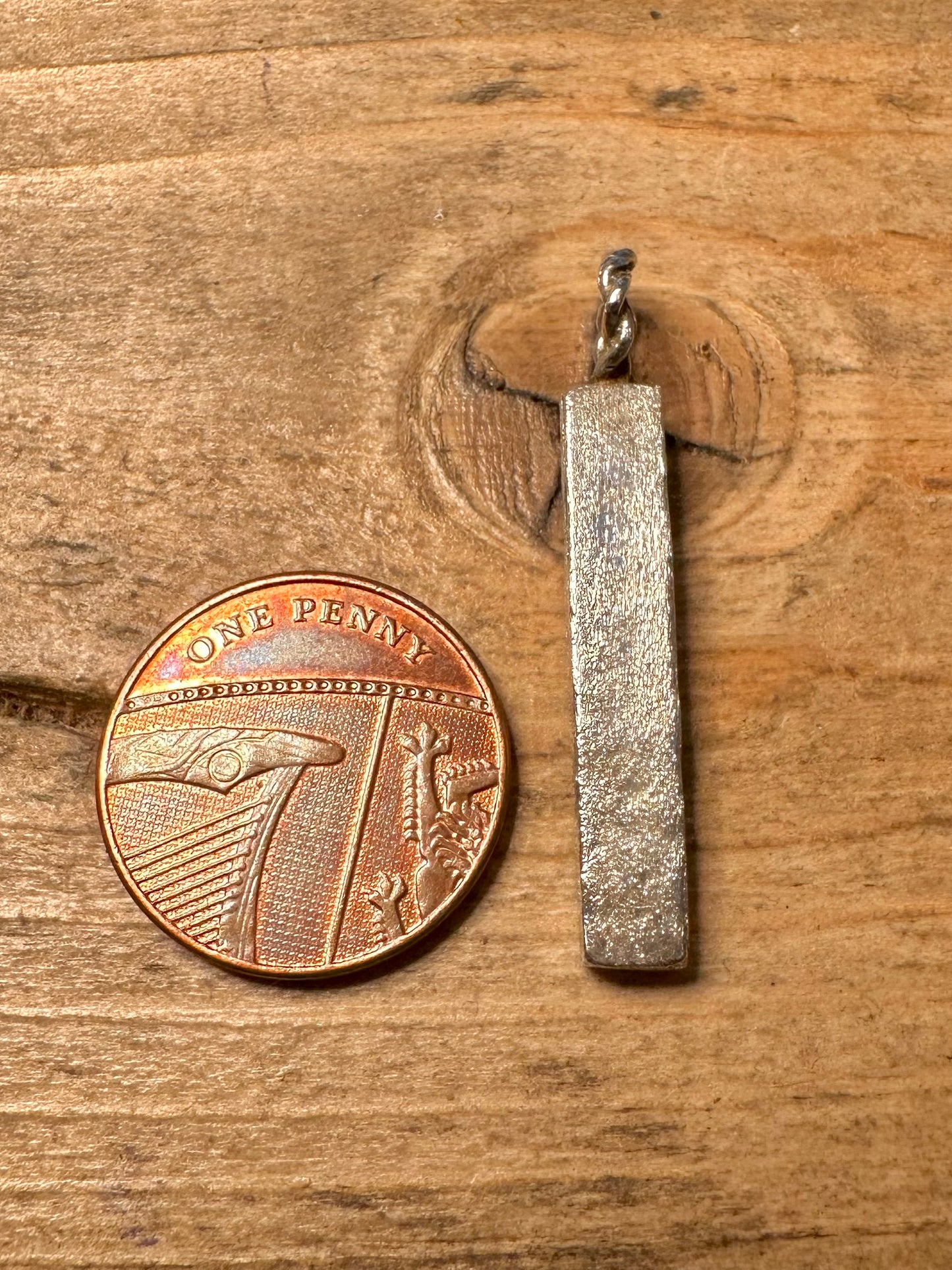 Vintage 1978 Bark Effect Ingot 925 Silver Pendant