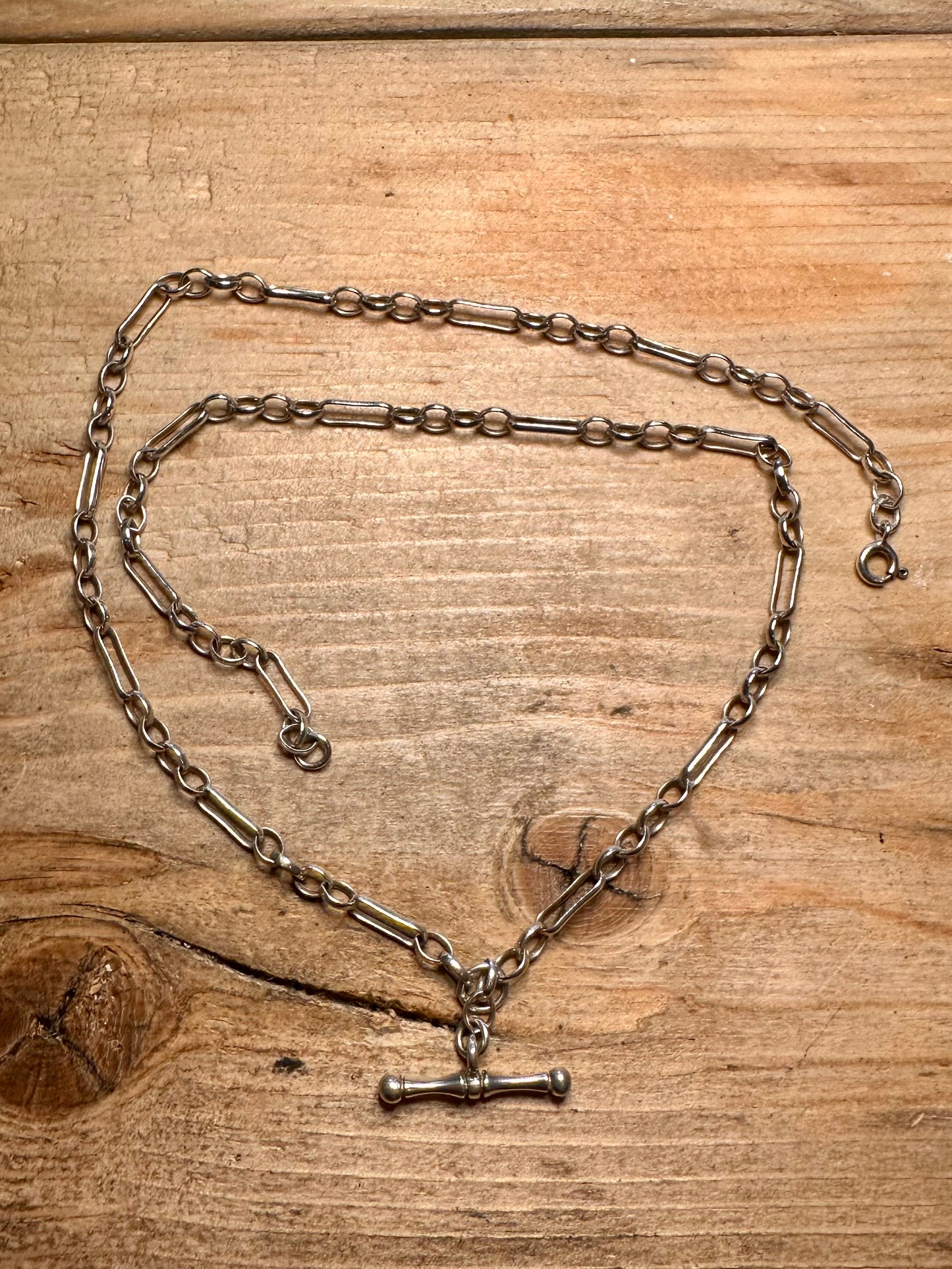 Vintage Trombone Link T Bar 925 Silver 18.3 inch Necklace