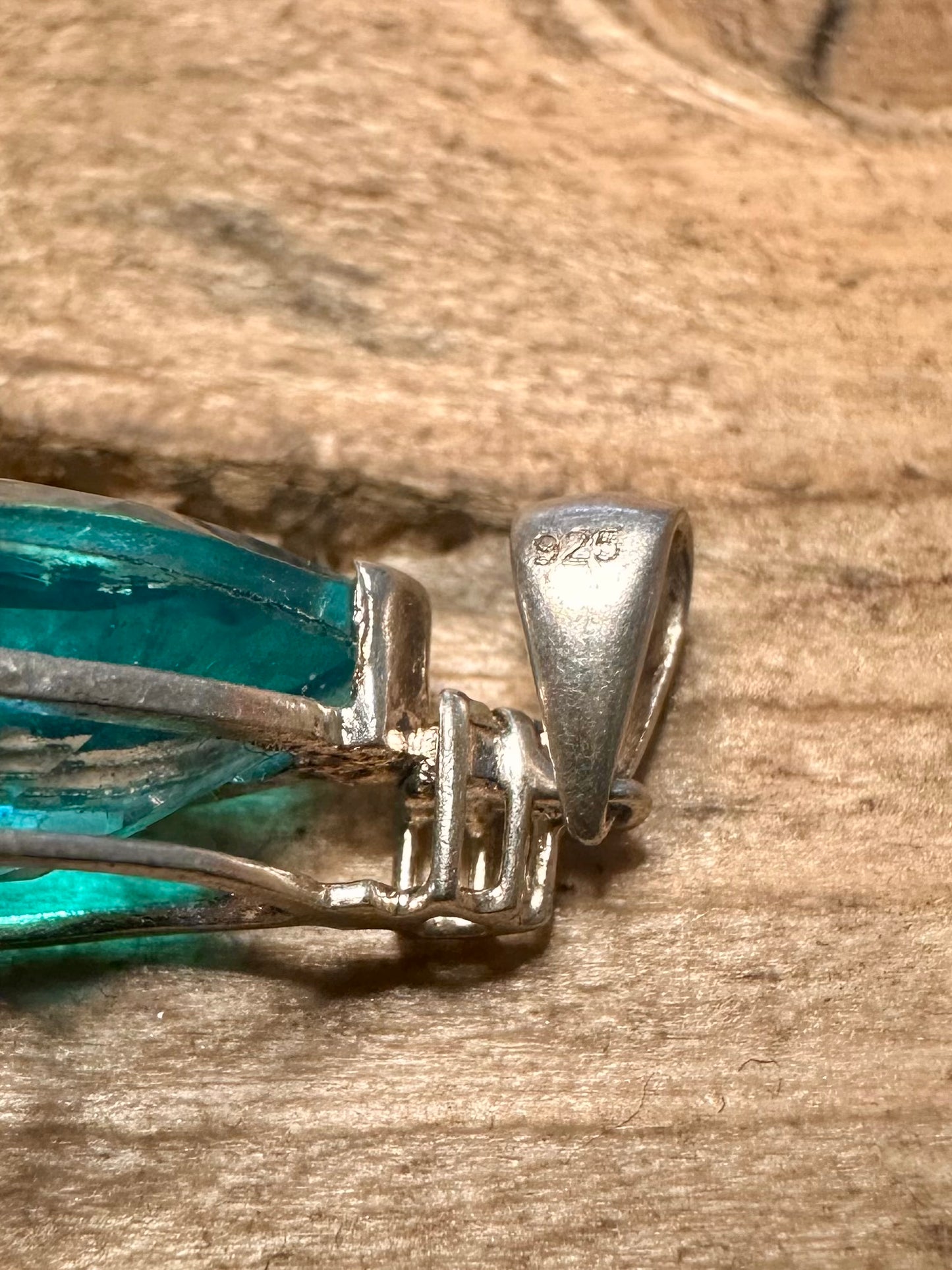 Vintage Blue Topaz 925 Silver Pendant