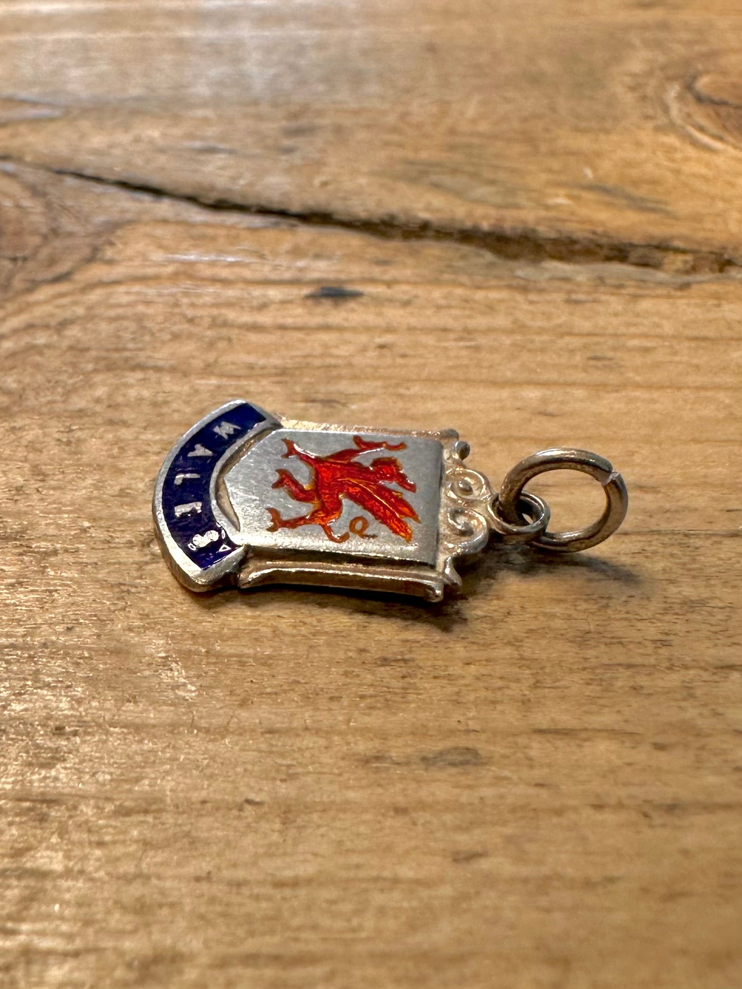Vintage Wales Enamel Crest 925 Silver Charm Pendant