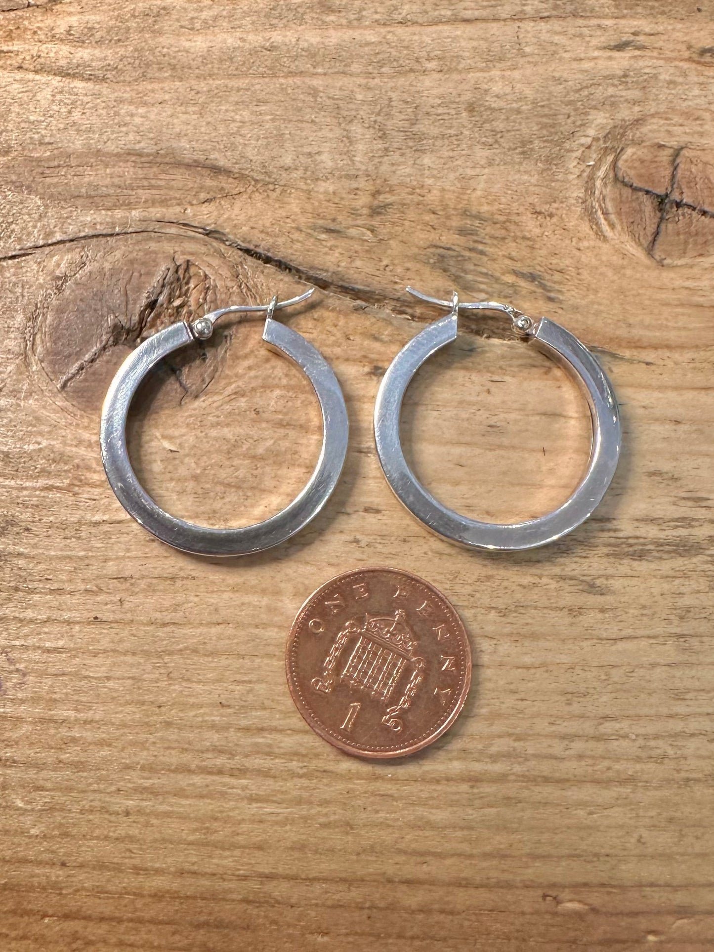 Vintage Chunky Hoops 925 Silver Earrings