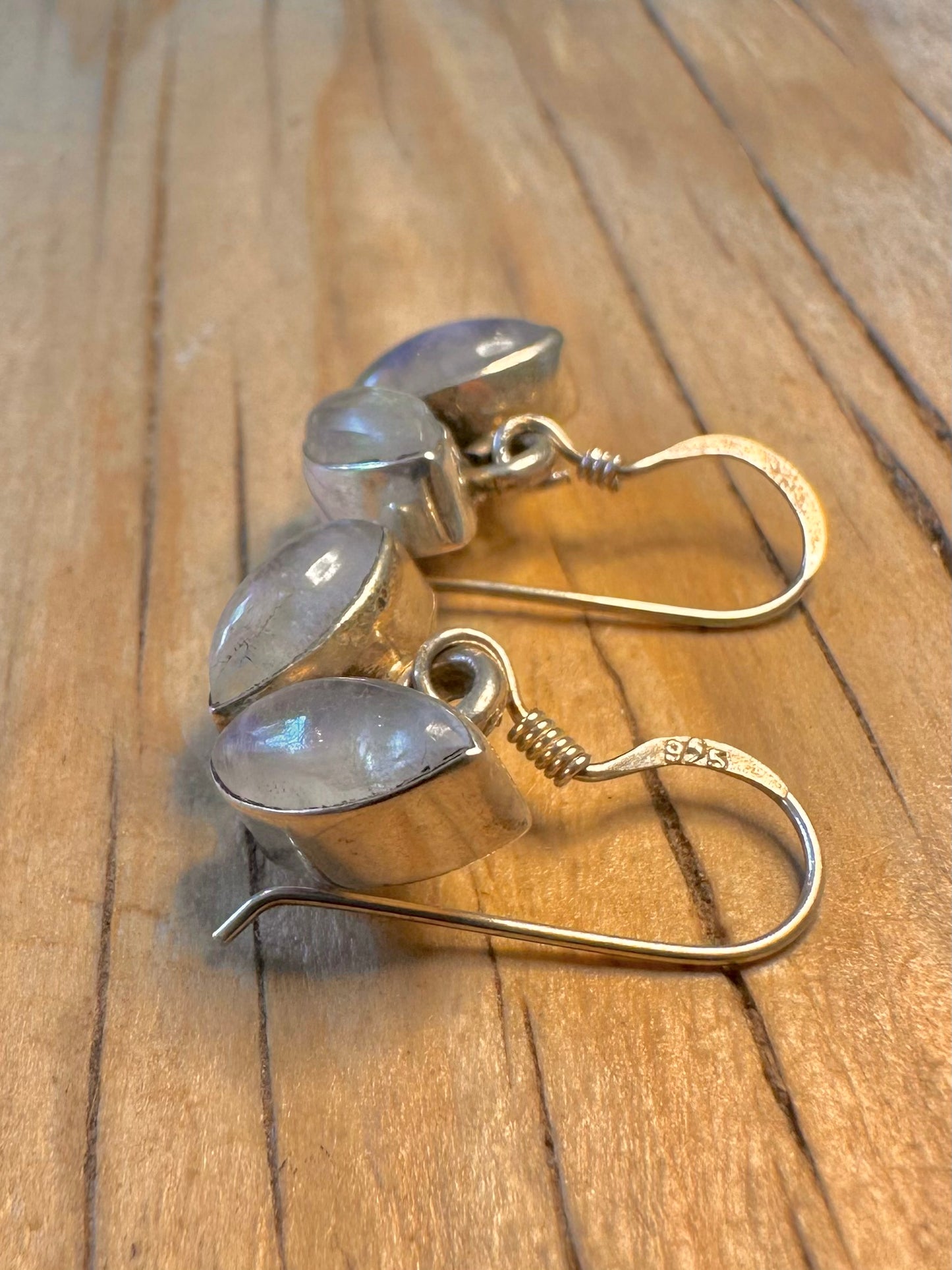 Vintage Moonstone 925 Silver Earrings