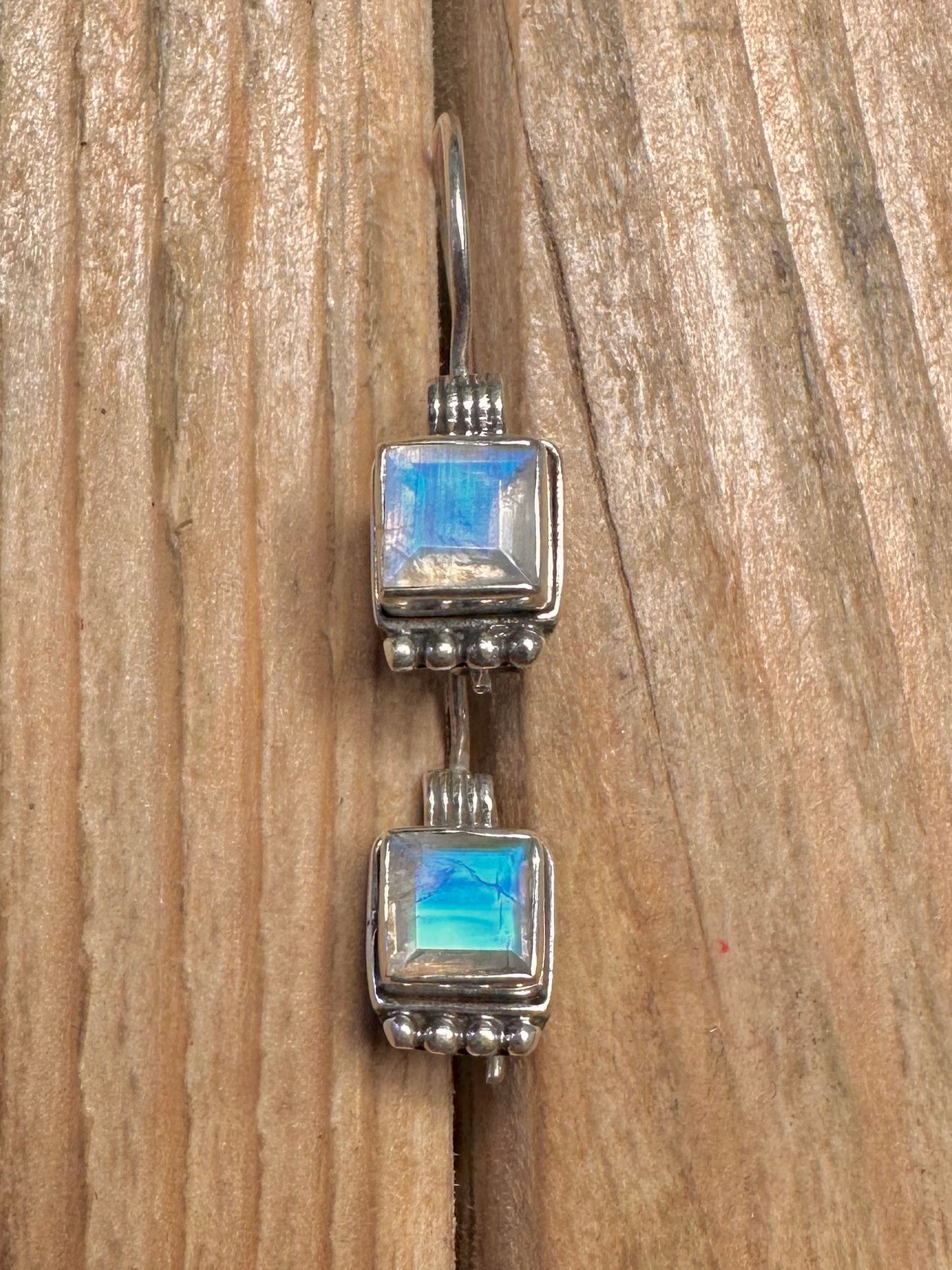 Vintage Moonstone Boho 925 Sterling Silver Earrings