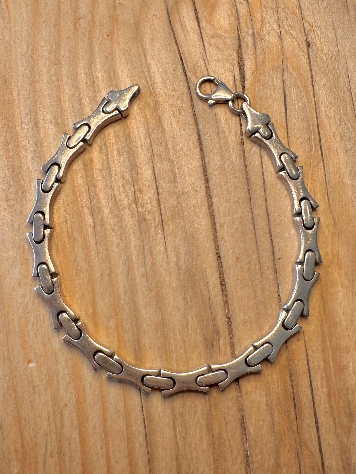 Abstract Link 925 Sterling Silver 7.4 inch Bracelet