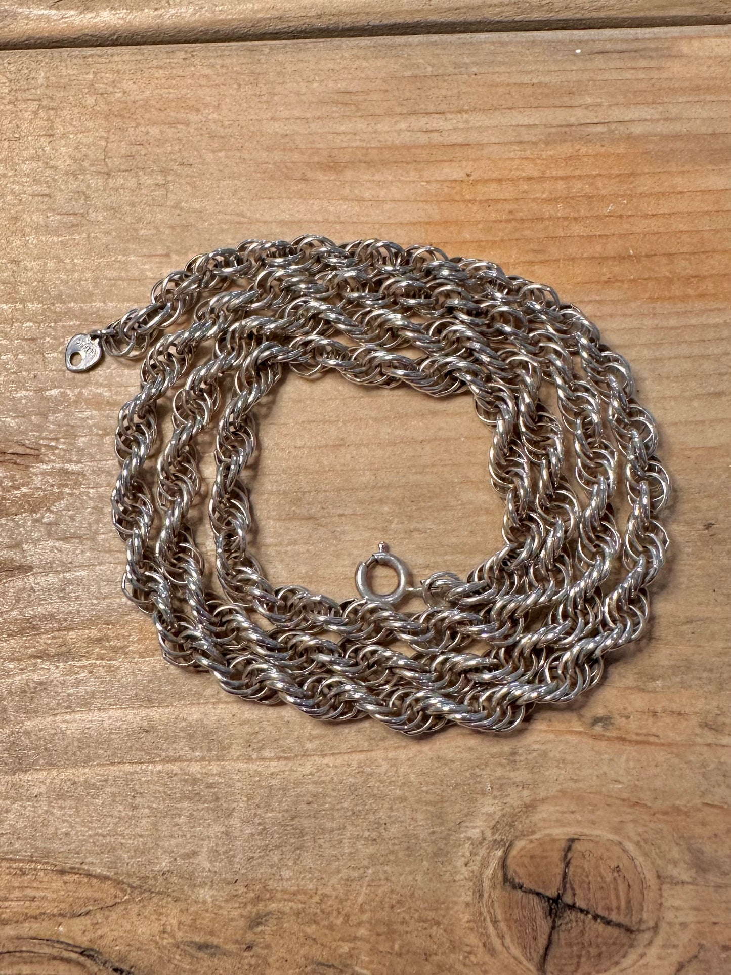 Vintage Chunky Rope Chain 925 Silver 24.5 inch Necklace