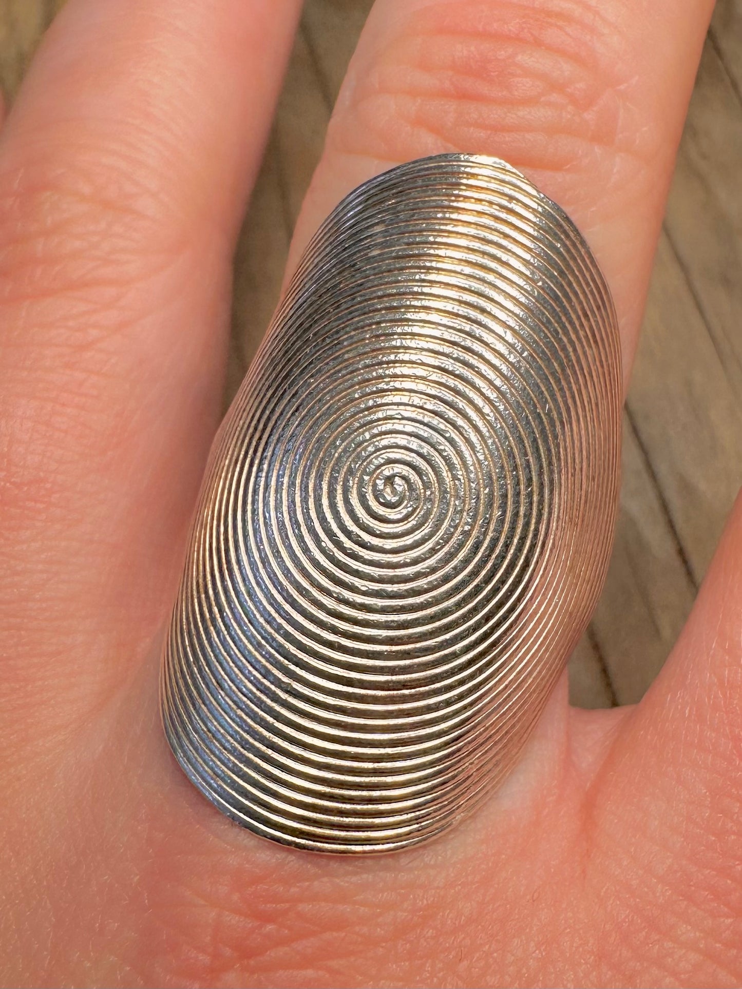 Vintage Long Spiral 925 Sterling Silver Size U Ring