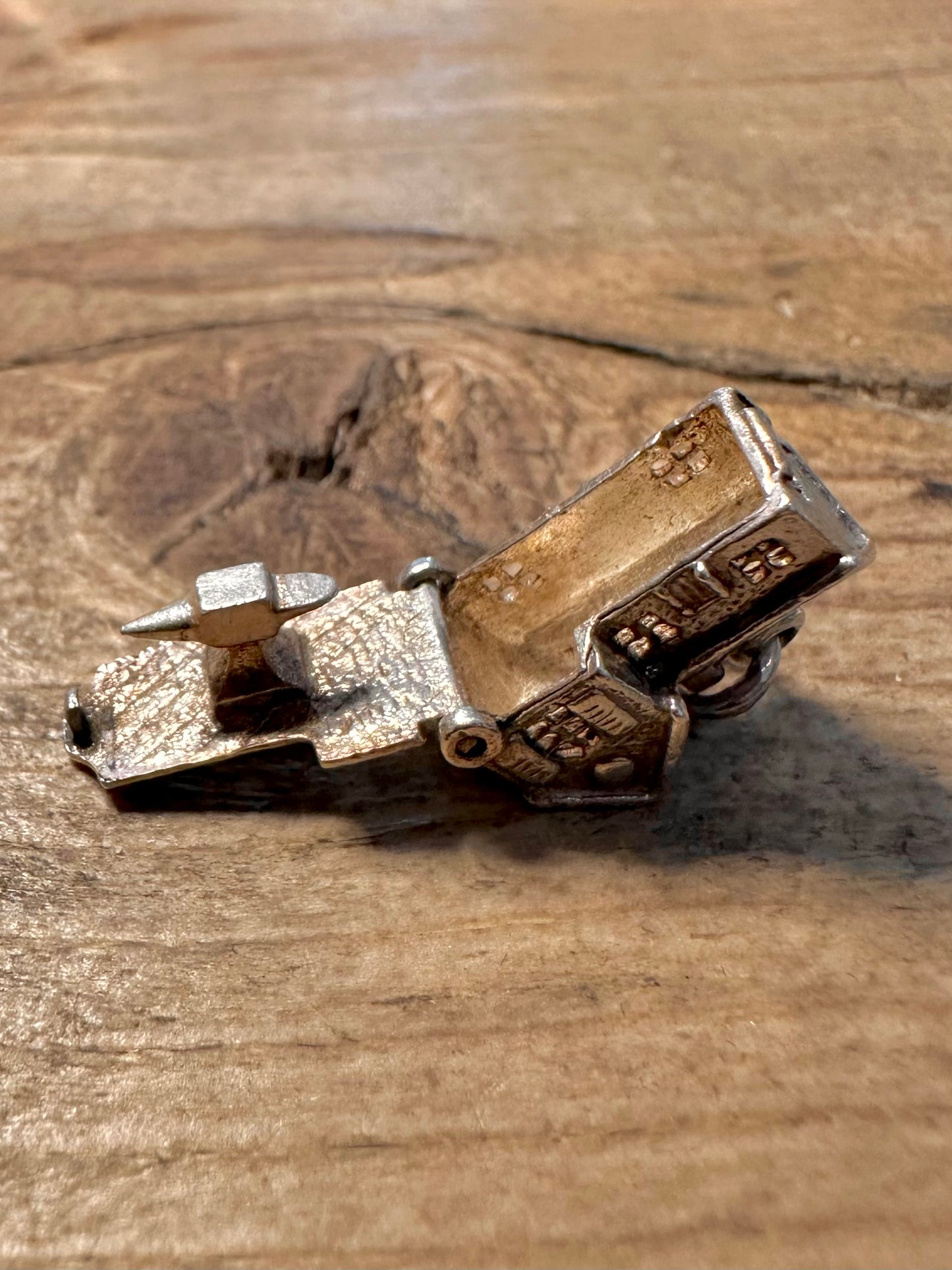 Vintage Building with Anvil 925 Silver Charm Pendant