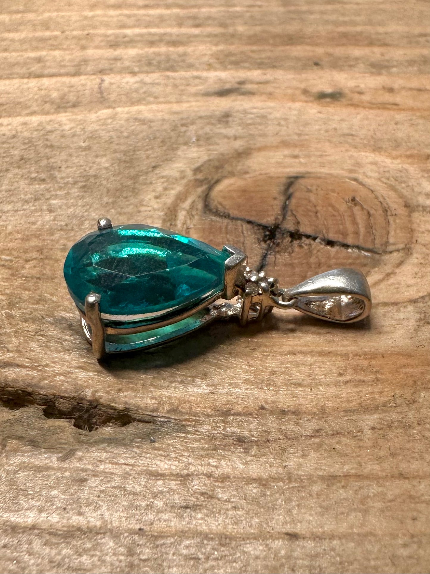 Vintage Blue Topaz 925 Silver Pendant