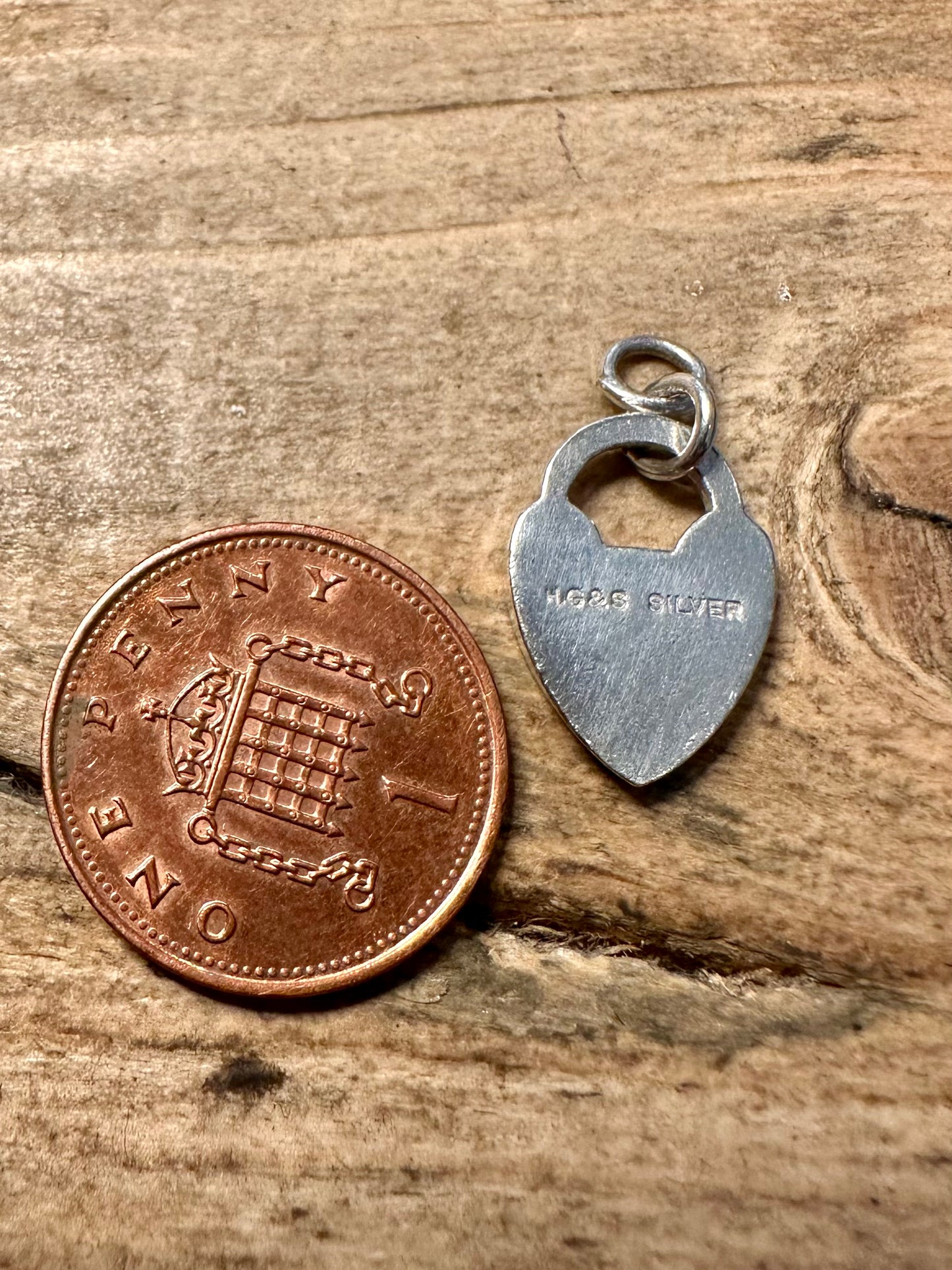 Vintage Heart Padlock Shaped 925 Silver Charm Pendant