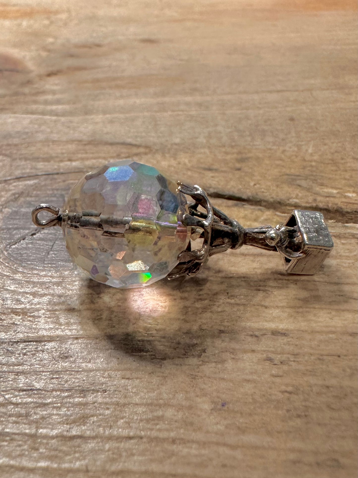 Vintage Crystal Hot Air Ballon 925 Silver Charm Pendant