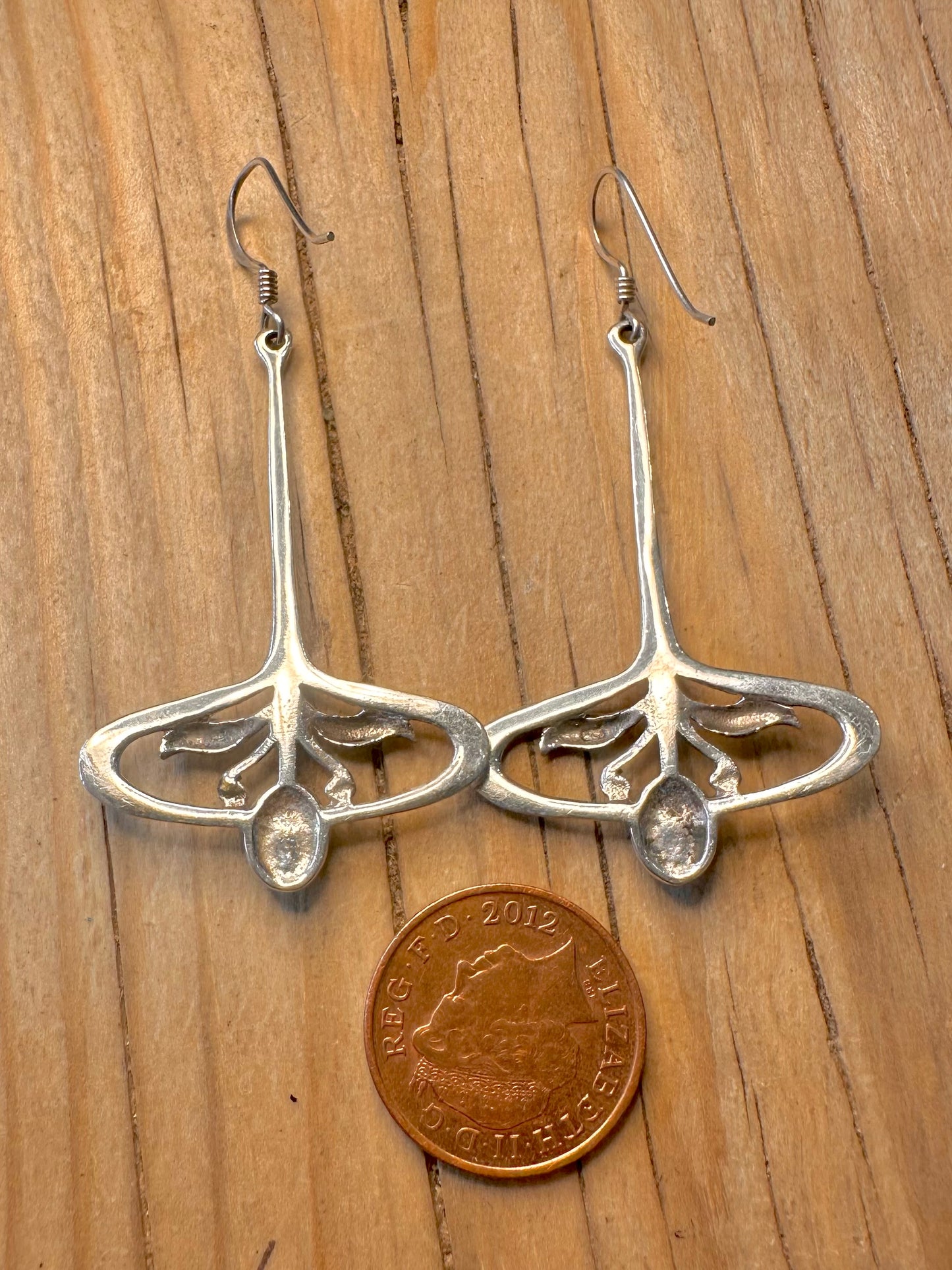 Vintage Lace Agate Fancy Leaf 925 Silver Earrings